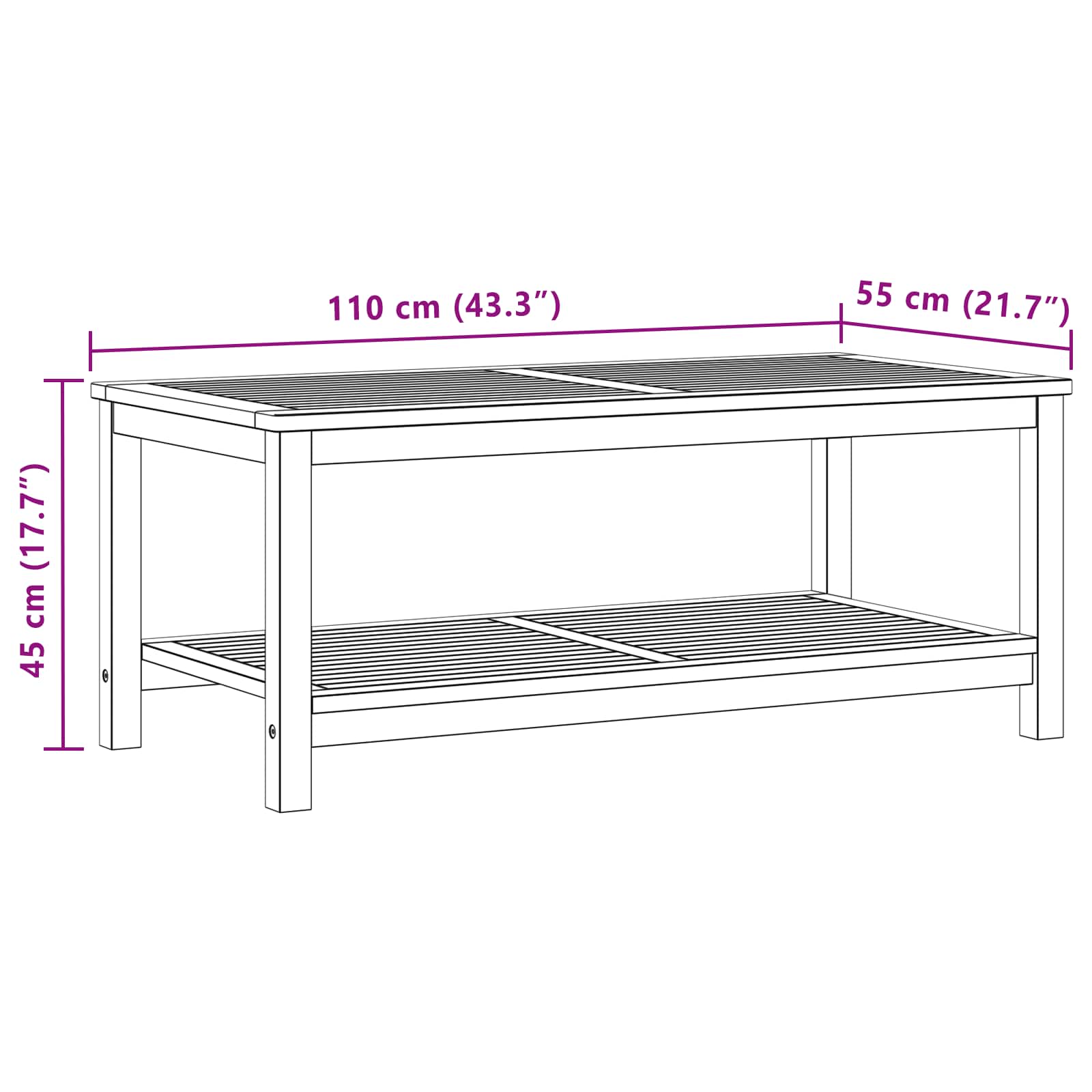 Table d'appoint Huile Naturelle 110 x 55 x 45 cm - XIOS