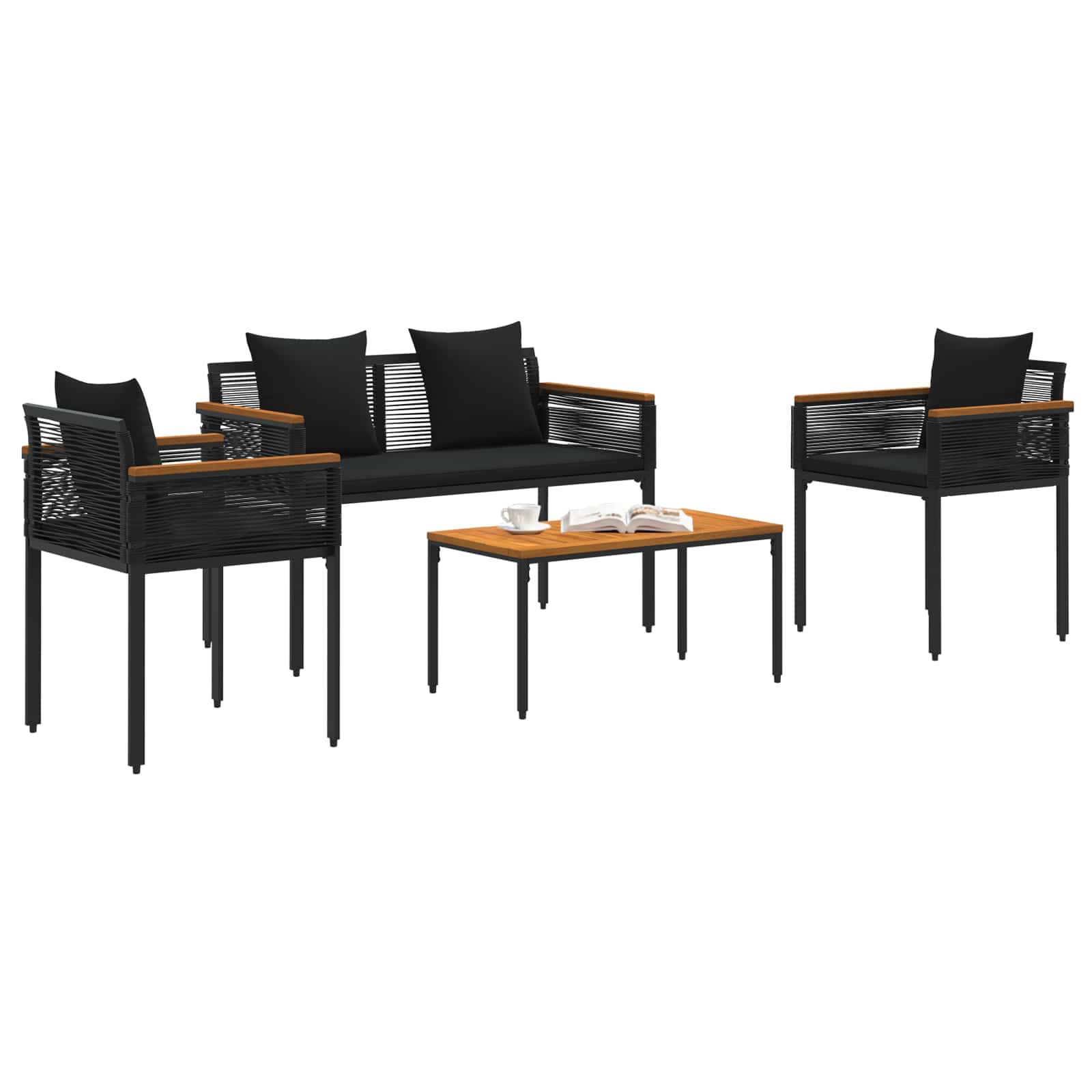 Ensemble de meubles d'extérieur 4 pcs Noir polyrotin - XIOS