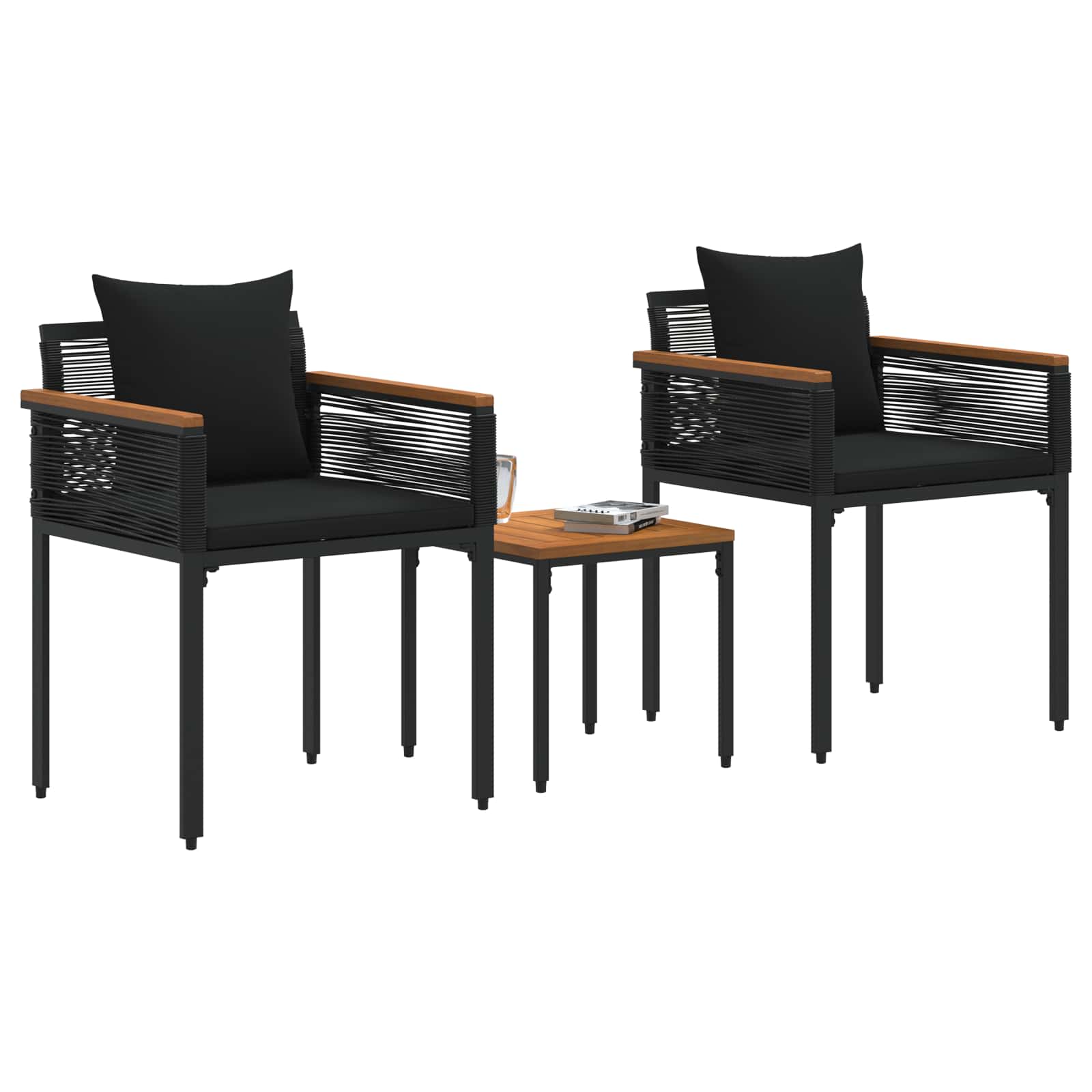 Ensemble de meubles d'extérieur avec coussin Noir polyrotin - XIOS