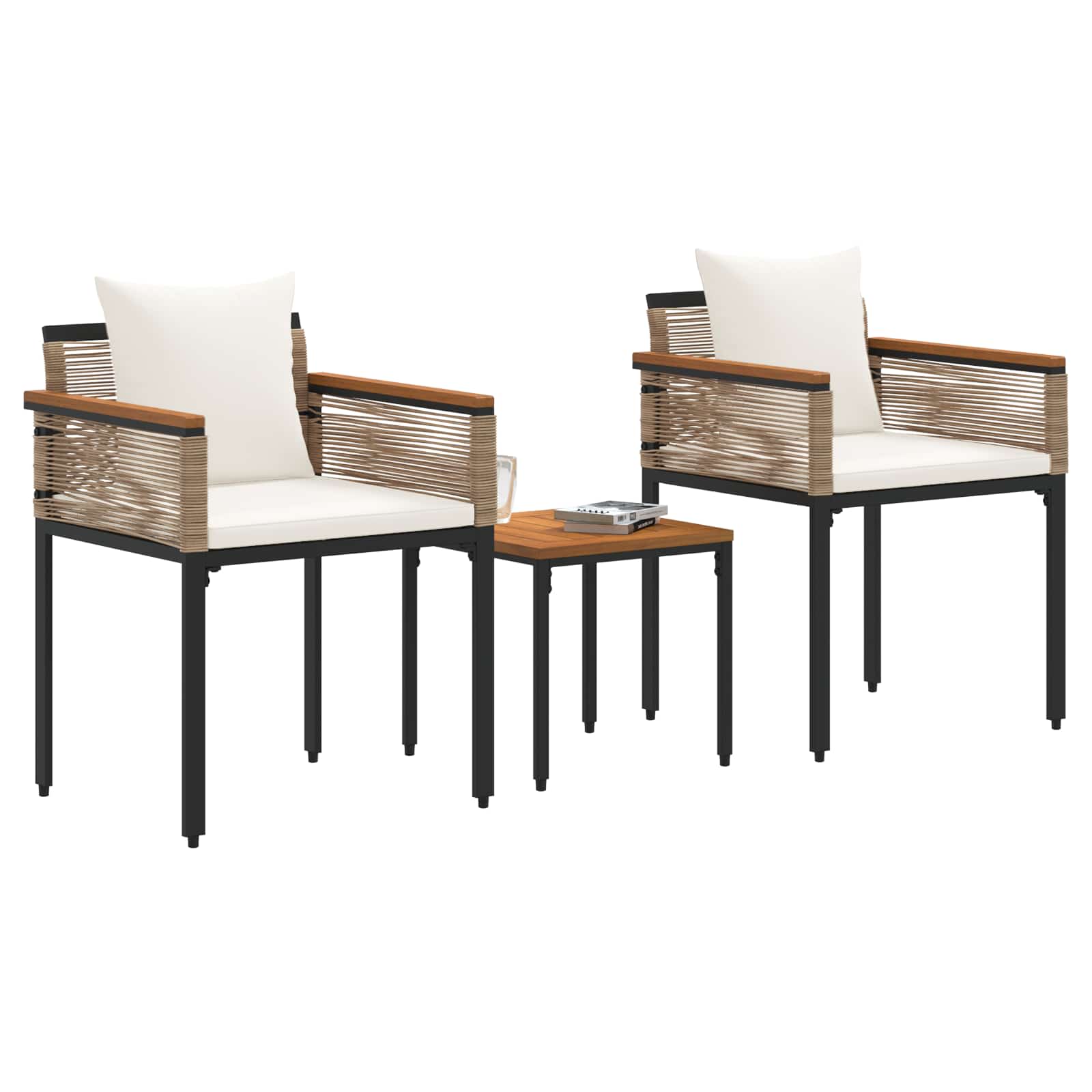 Ensemble de meubles d'extérieur Beige et blanc crème polyrotin - XIOS