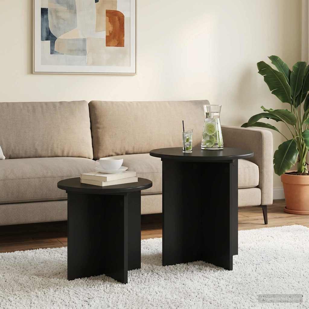 Ensemble de tables d'appoint 2 pc Chêne noir Ø 45 x 45 cm - XIOS