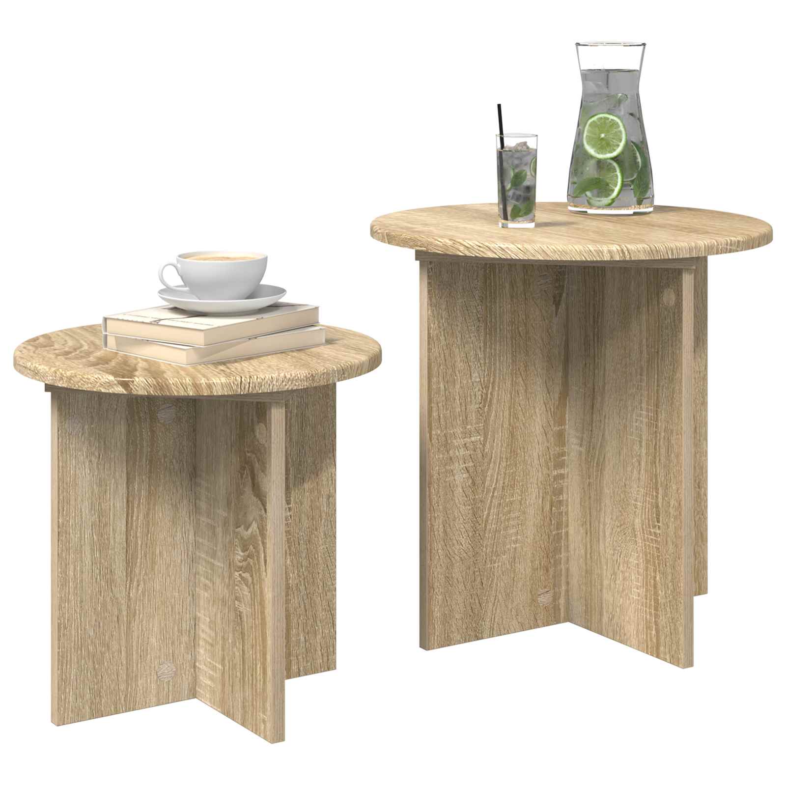 Ensemble de tables d'appoint 2 pc Chêne Sonoma Ø 45 x 45 cm - XIOS
