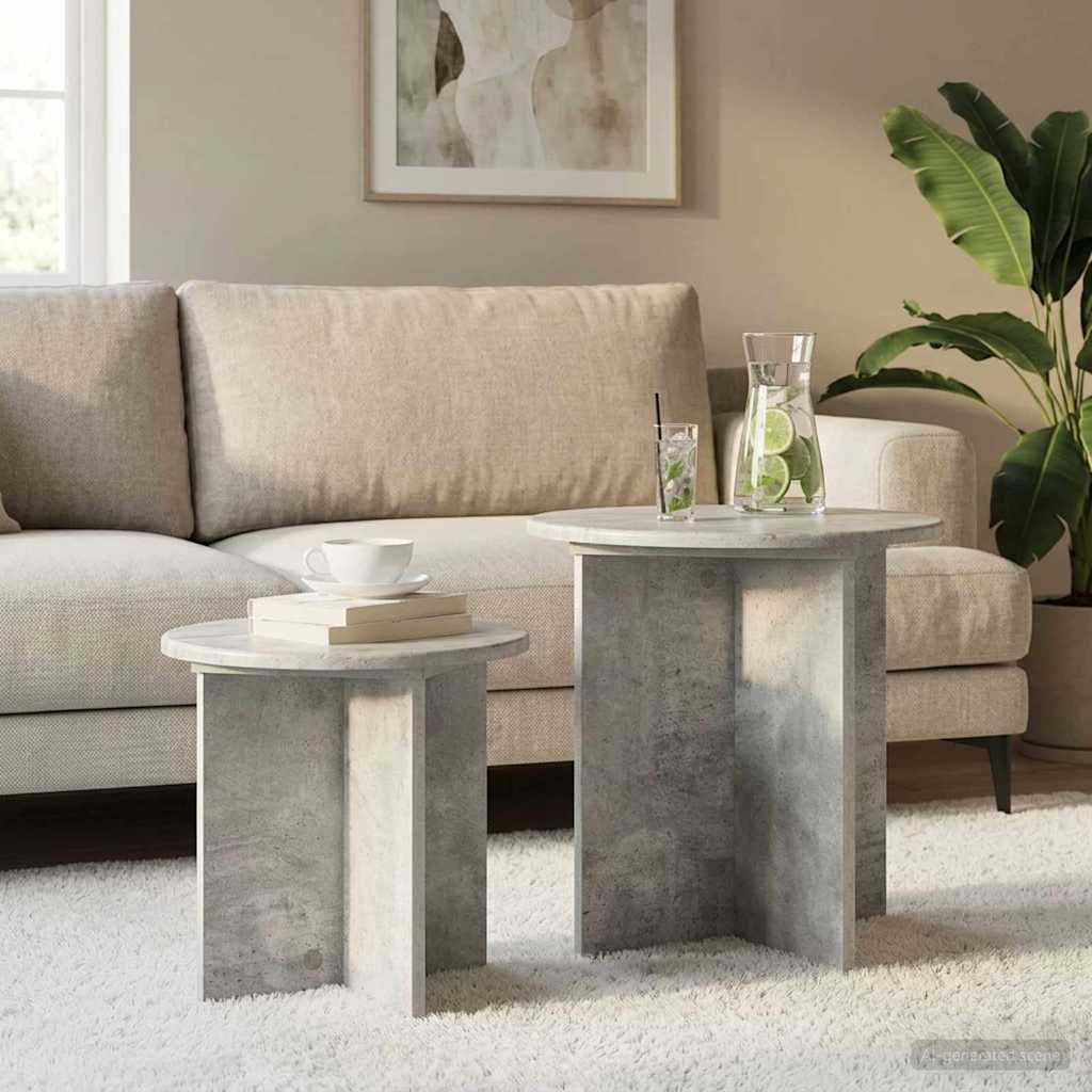 Ensemble de tables d'appoint 2 pc Gris béton Ø 45 x 45 cm - XIOS