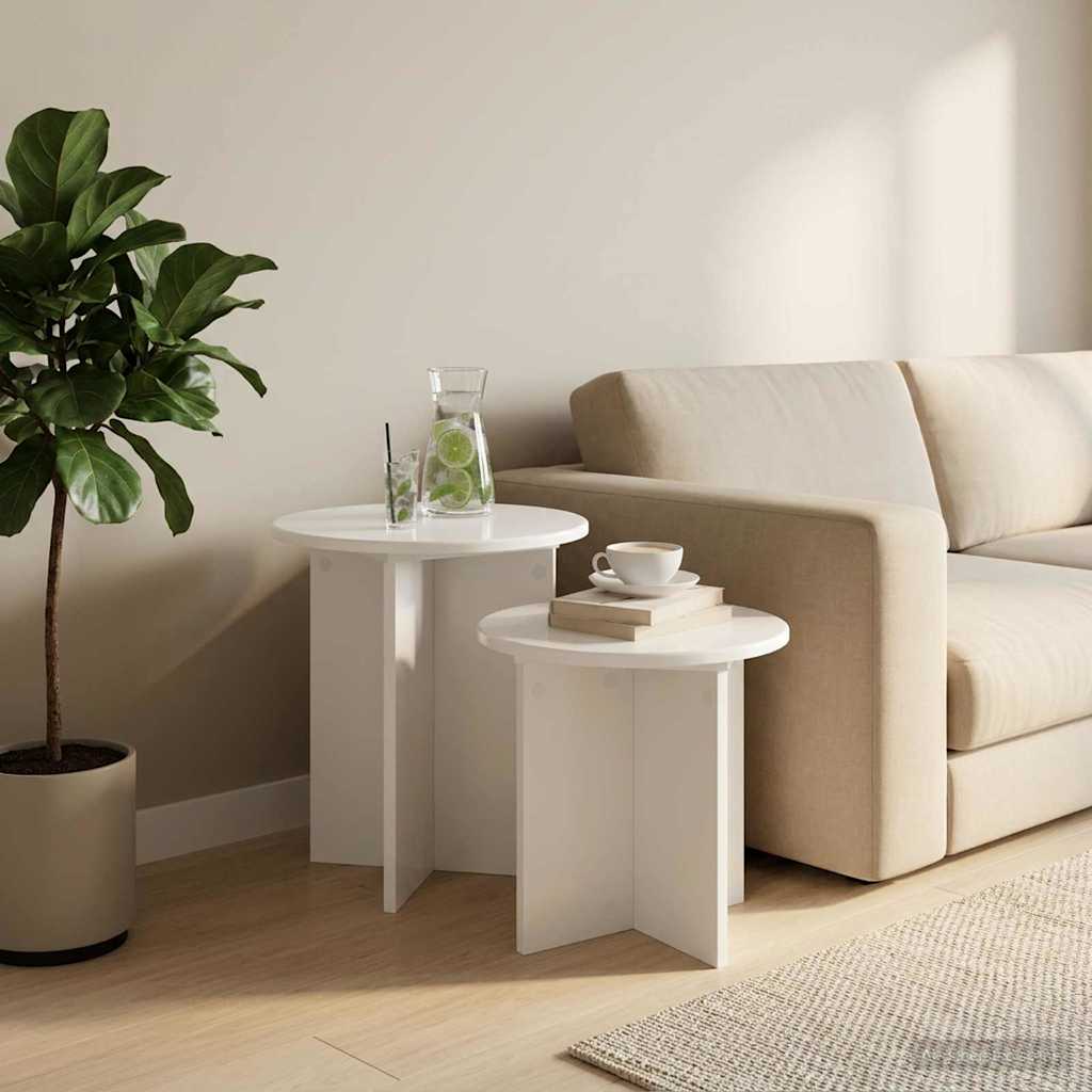 Ensemble de tables d'appoint avec stockage 2 pcs Blanc brillant - XIOS