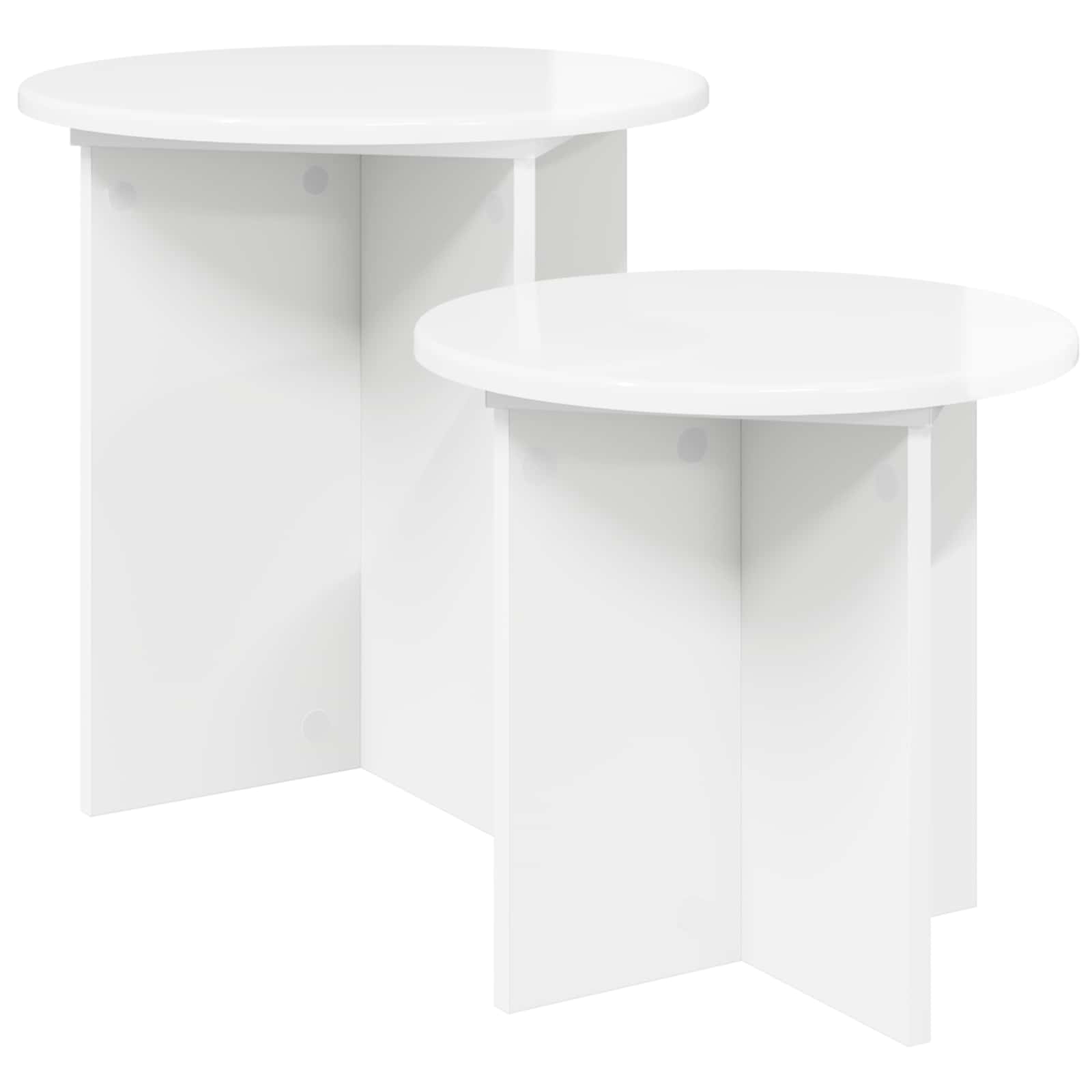 Ensemble de tables d'appoint avec stockage 2 pcs Blanc brillant - XIOS
