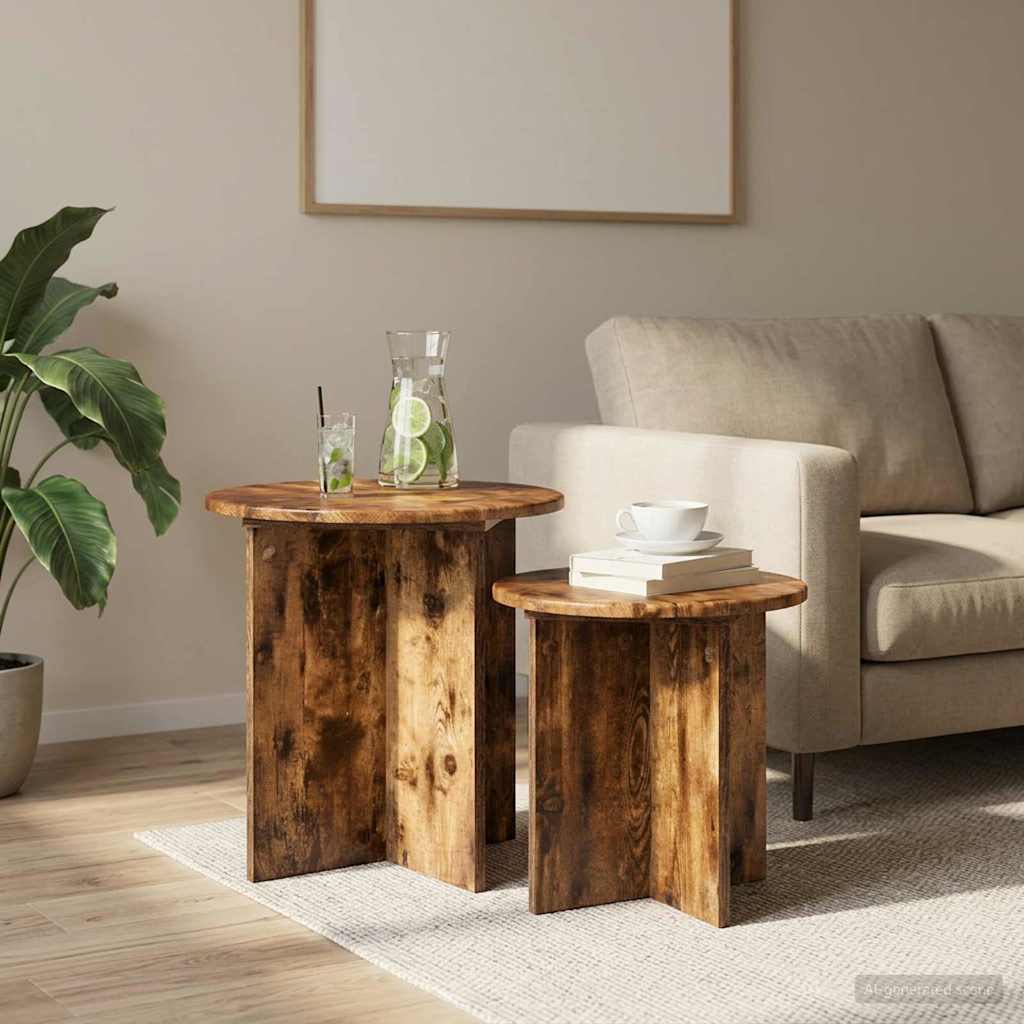 Ensemble de tables d'appoint 2 pcs Chêne Fumé Bois d’ingénierie - XIOS