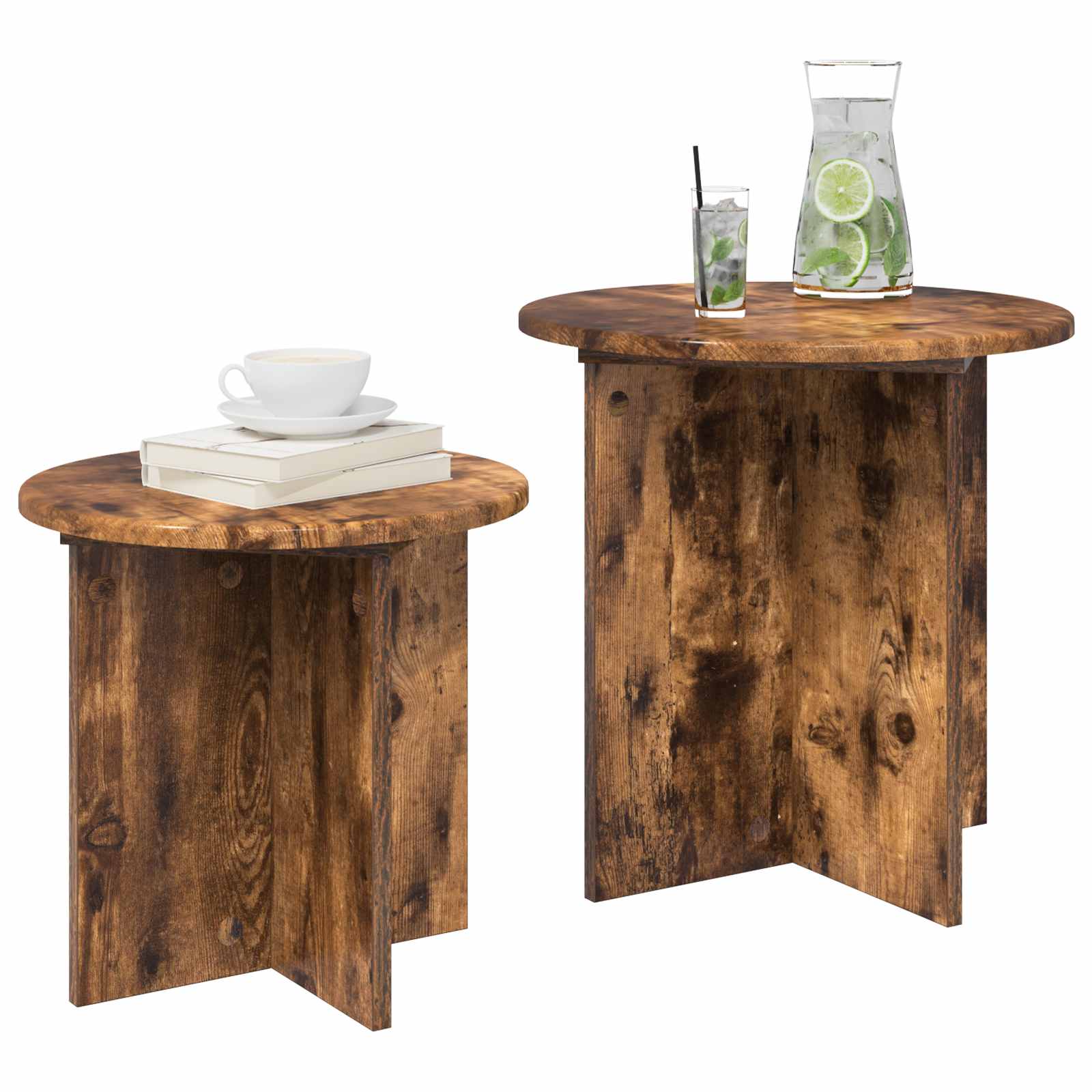 Ensemble de tables d'appoint 2 pcs Chêne Fumé Bois d’ingénierie - XIOS