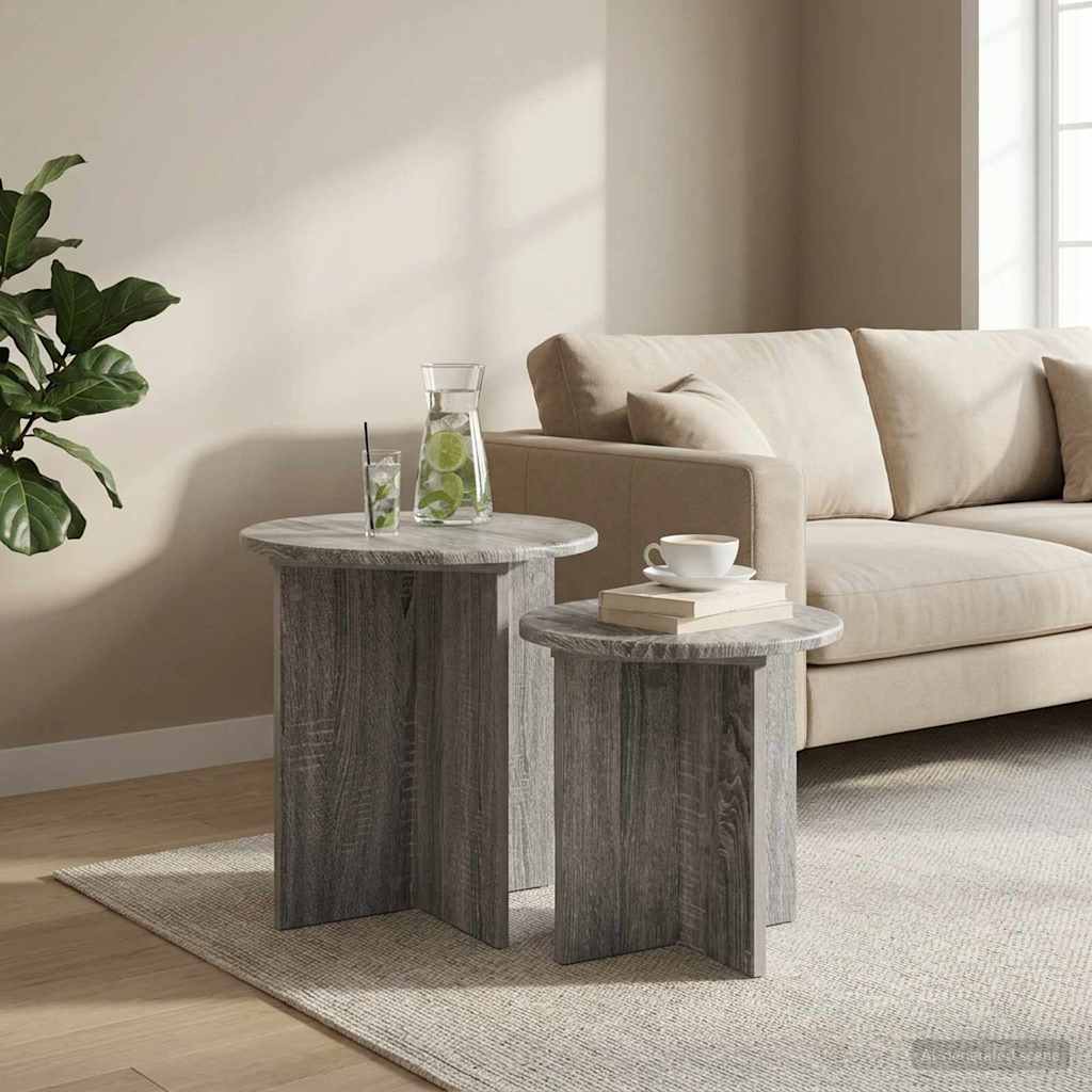Ensemble de tables d'appoint 2 pc Sonoma gris Ø 45 x 45 cm - XIOS