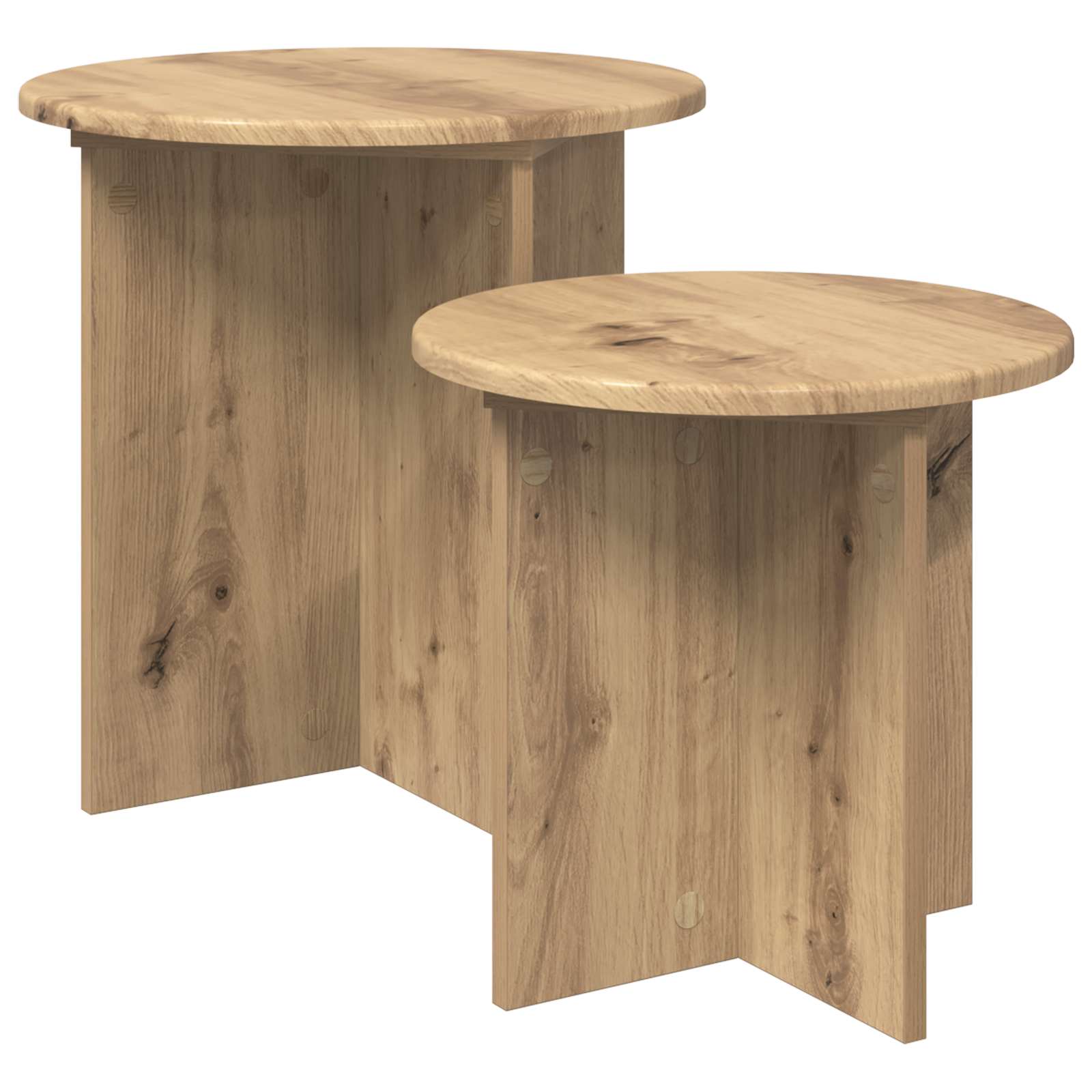 Ensemble de tables d'appoint 2 pc Chêne artisanal Ø 45 x 45 cm - XIOS