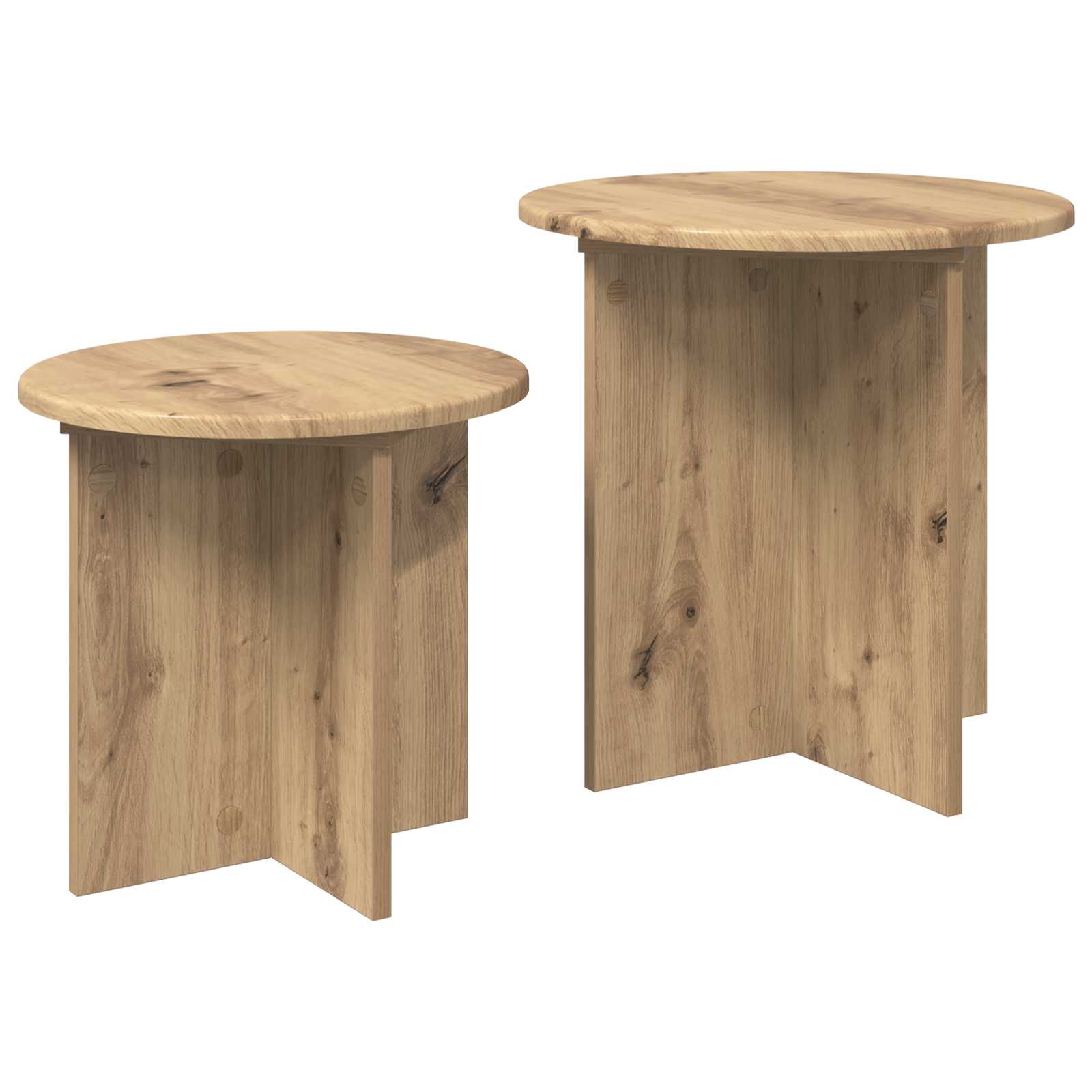 Ensemble de tables d'appoint 2 pc Chêne artisanal Ø 45 x 45 cm - XIOS