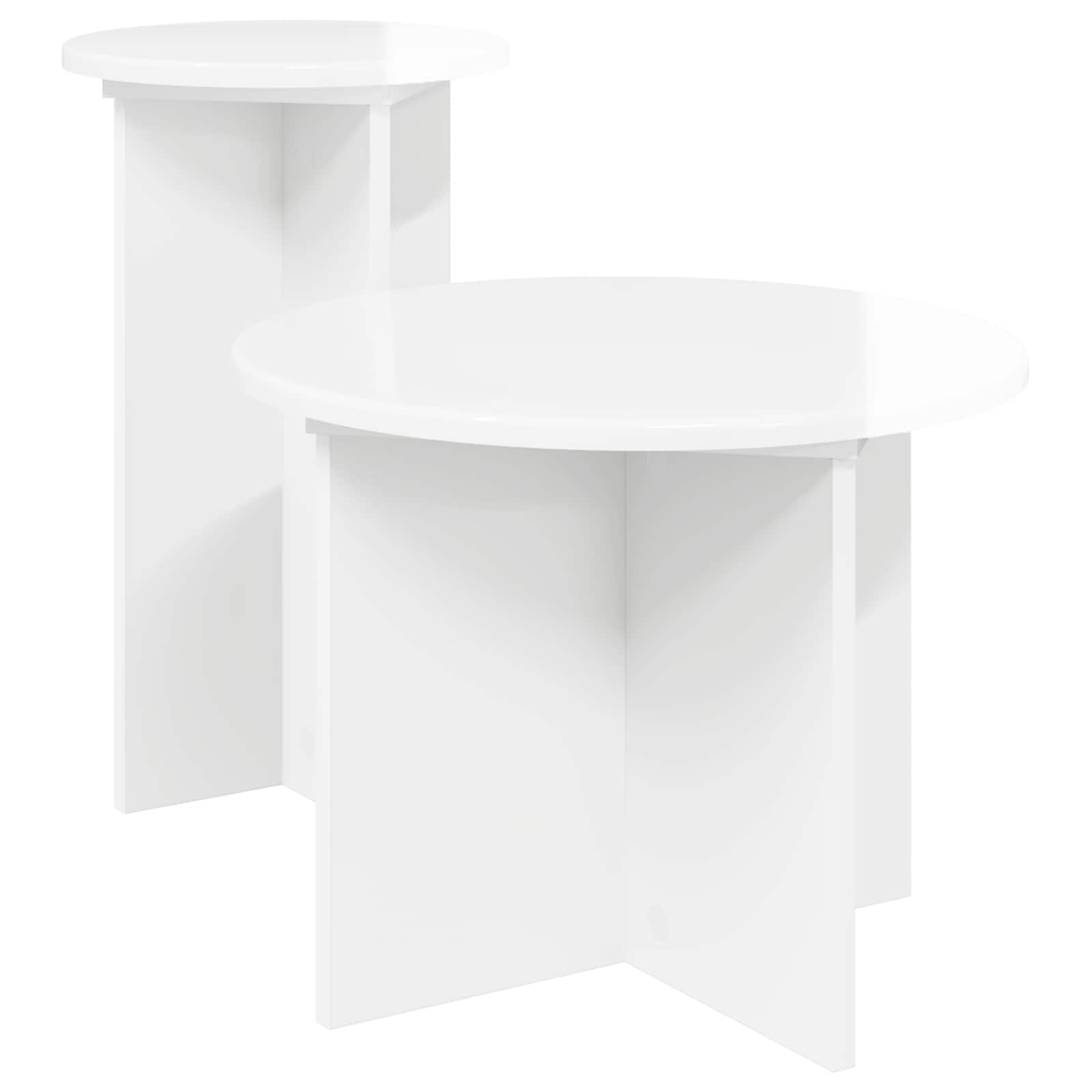 Ensemble de tables d'appoint 2 pc Blanc brillant Ø 45 x 35 cm - XIOS