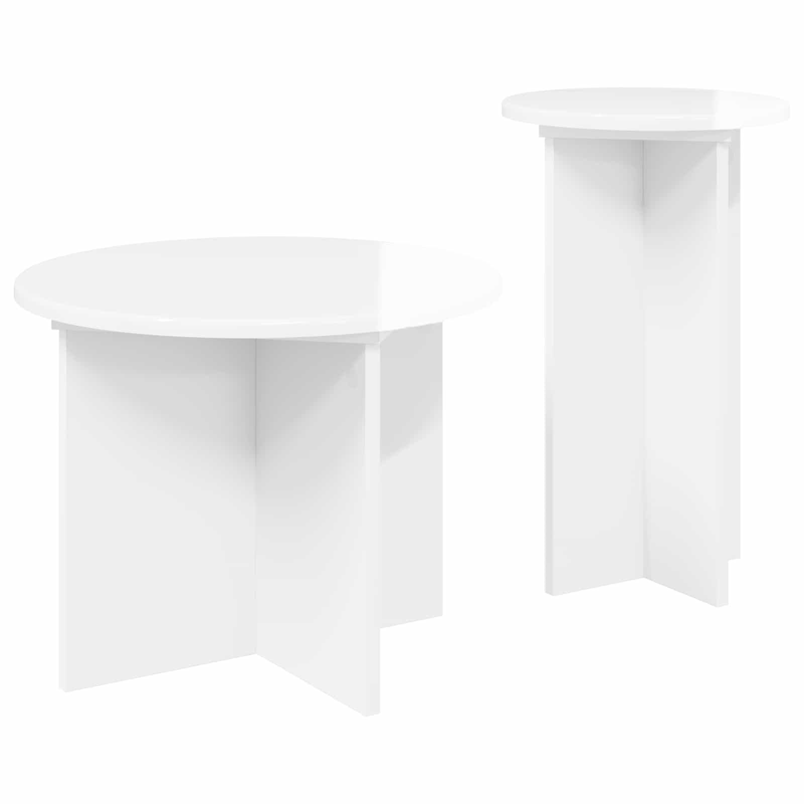 Ensemble de tables d'appoint 2 pc Blanc brillant Ø 45 x 35 cm - XIOS