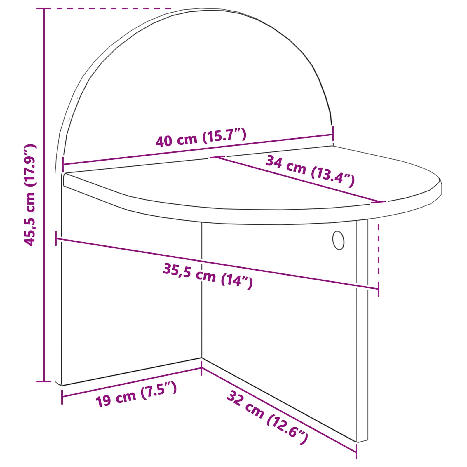 Table de chevet Blanc 40 x 35,5 x 45,5 cm Bois d’ingénierie - XIOS