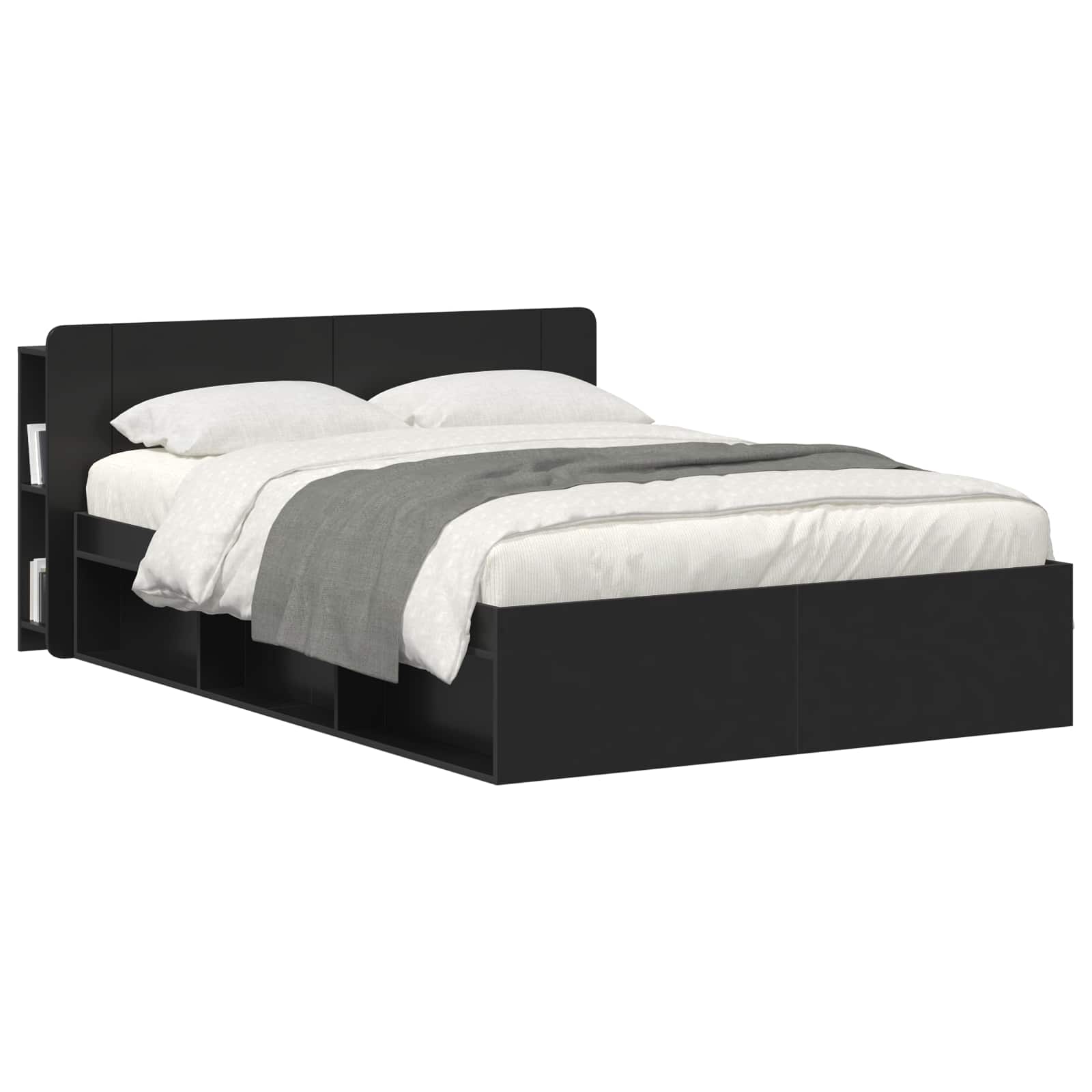 Cabinet de Tête de Lit avec stockage Noir Bois d'ingénierie - XIOS