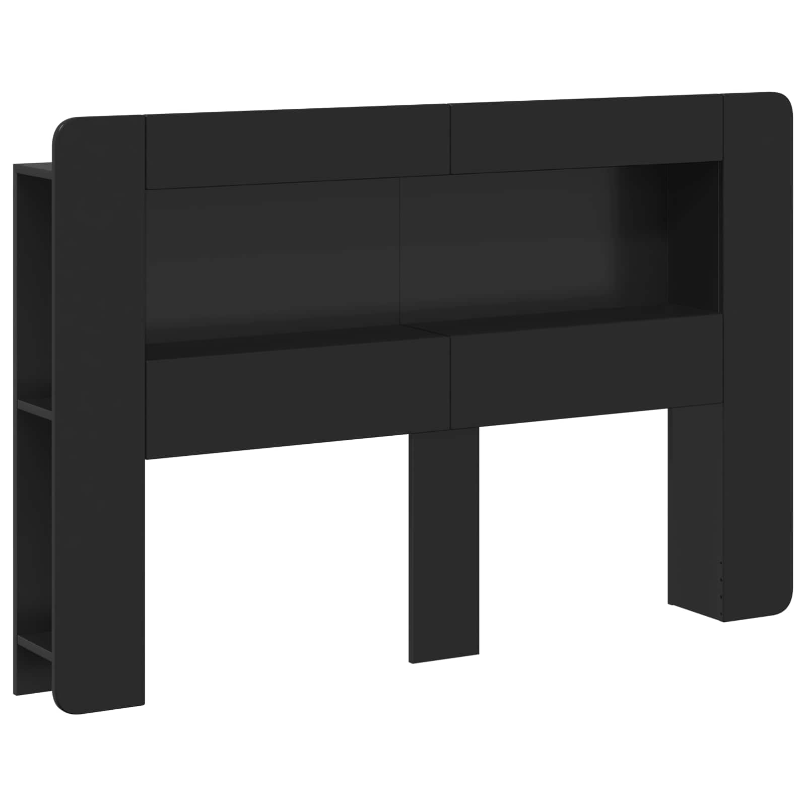 Cabinet de Tête de Lit avec stockage Noir Bois d’ingénierie - XIOS