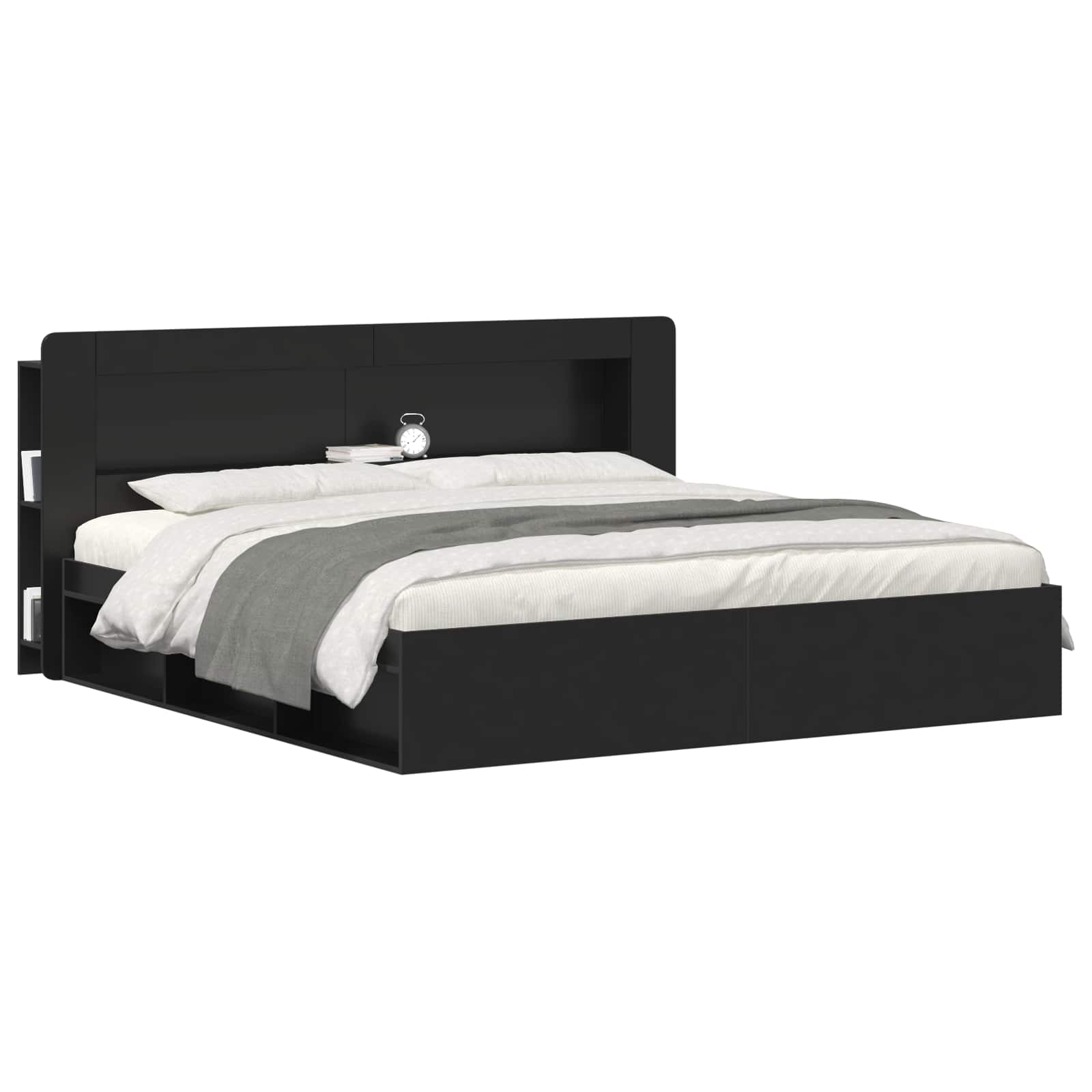 Cabinet de Tête de Lit avec stockage Noir Bois d’ingénierie - XIOS