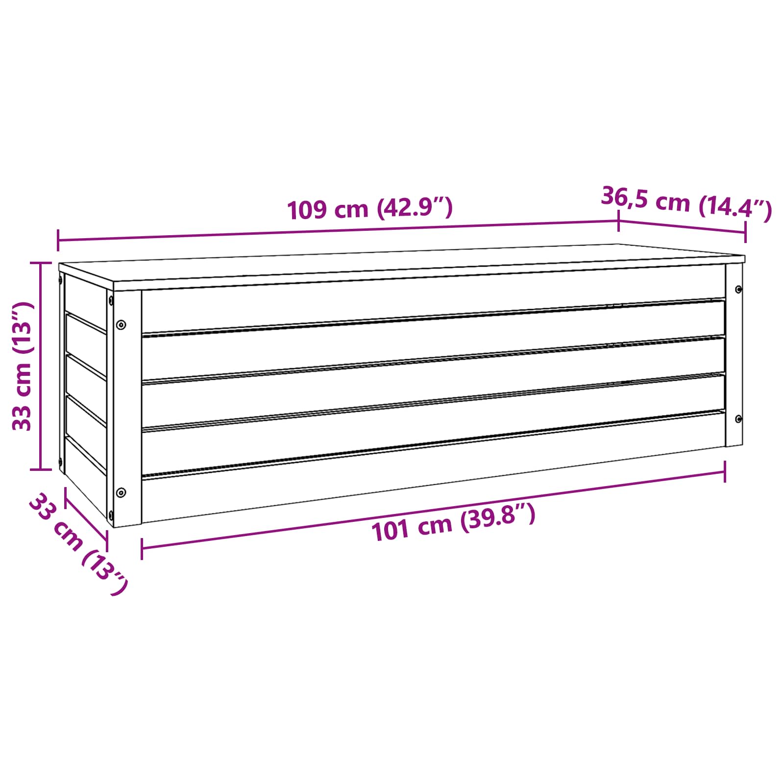 Boîte de rangement avec stockage Cire marron 109 x 36,5 x 33 cm - XIOS