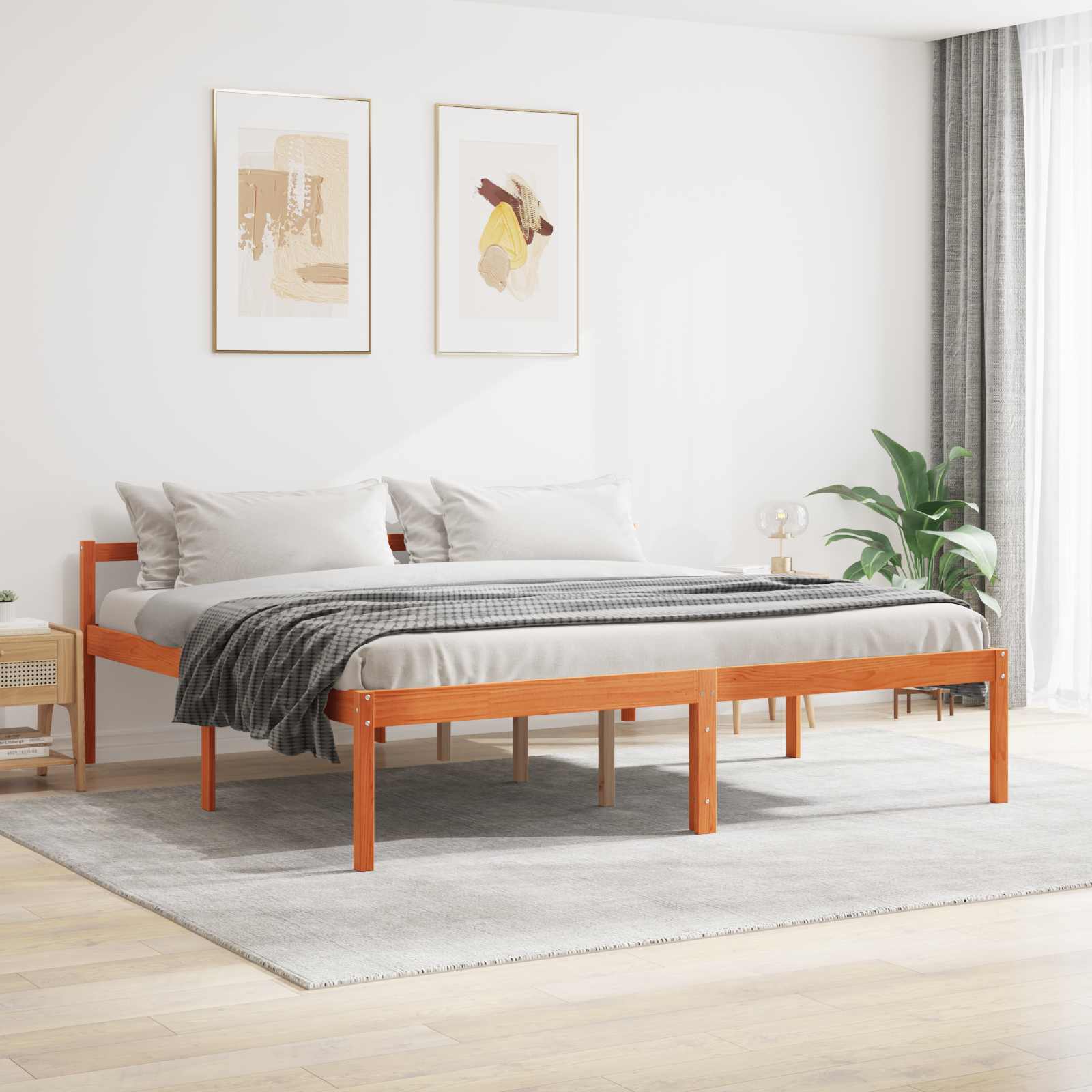 Cadre de lit Cire marron 180 x 200 cm Bois de pin massif - XIOS