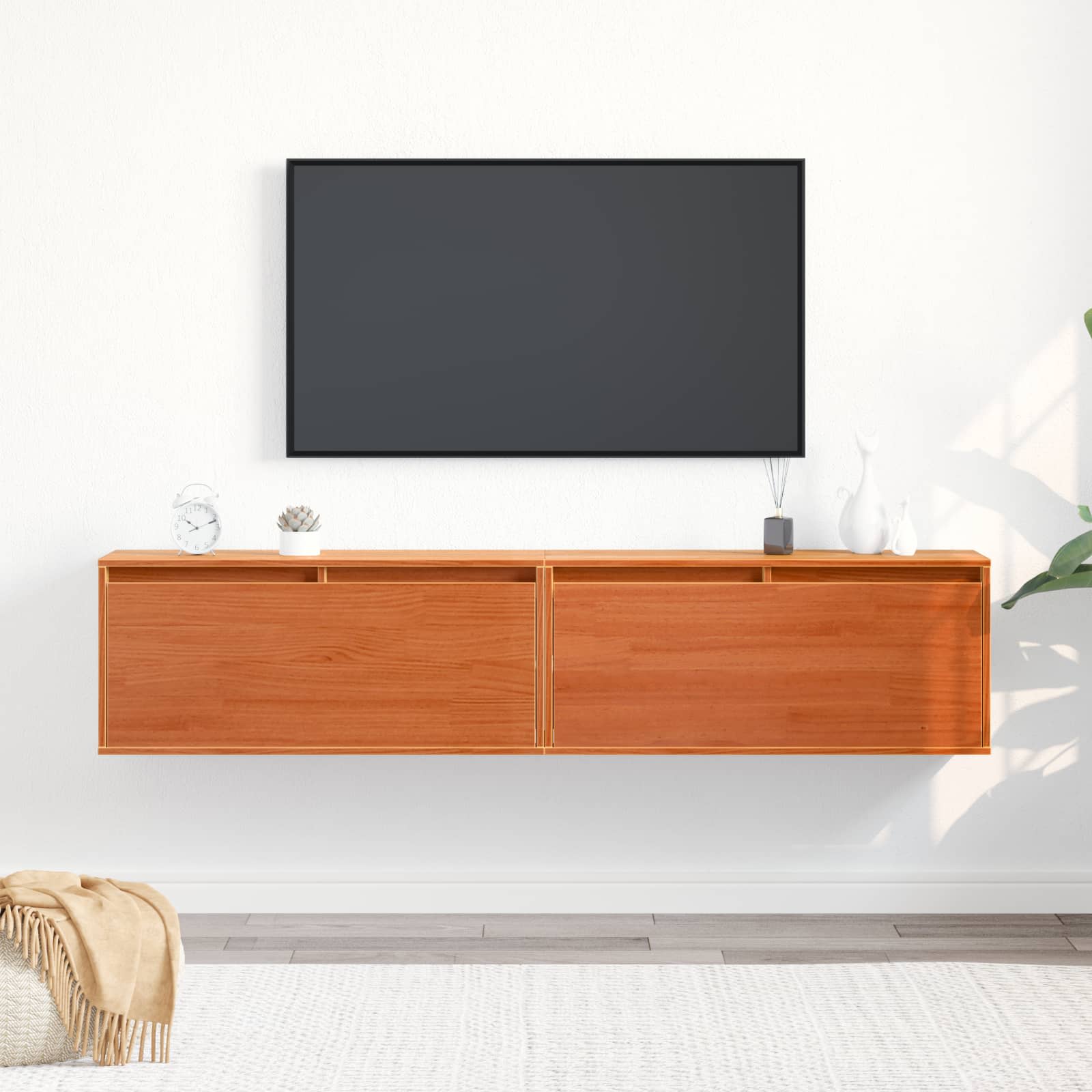 Meuble mural avec étagère 2 pcs Cire marron 80 x 30 x 35 cm - XIOS