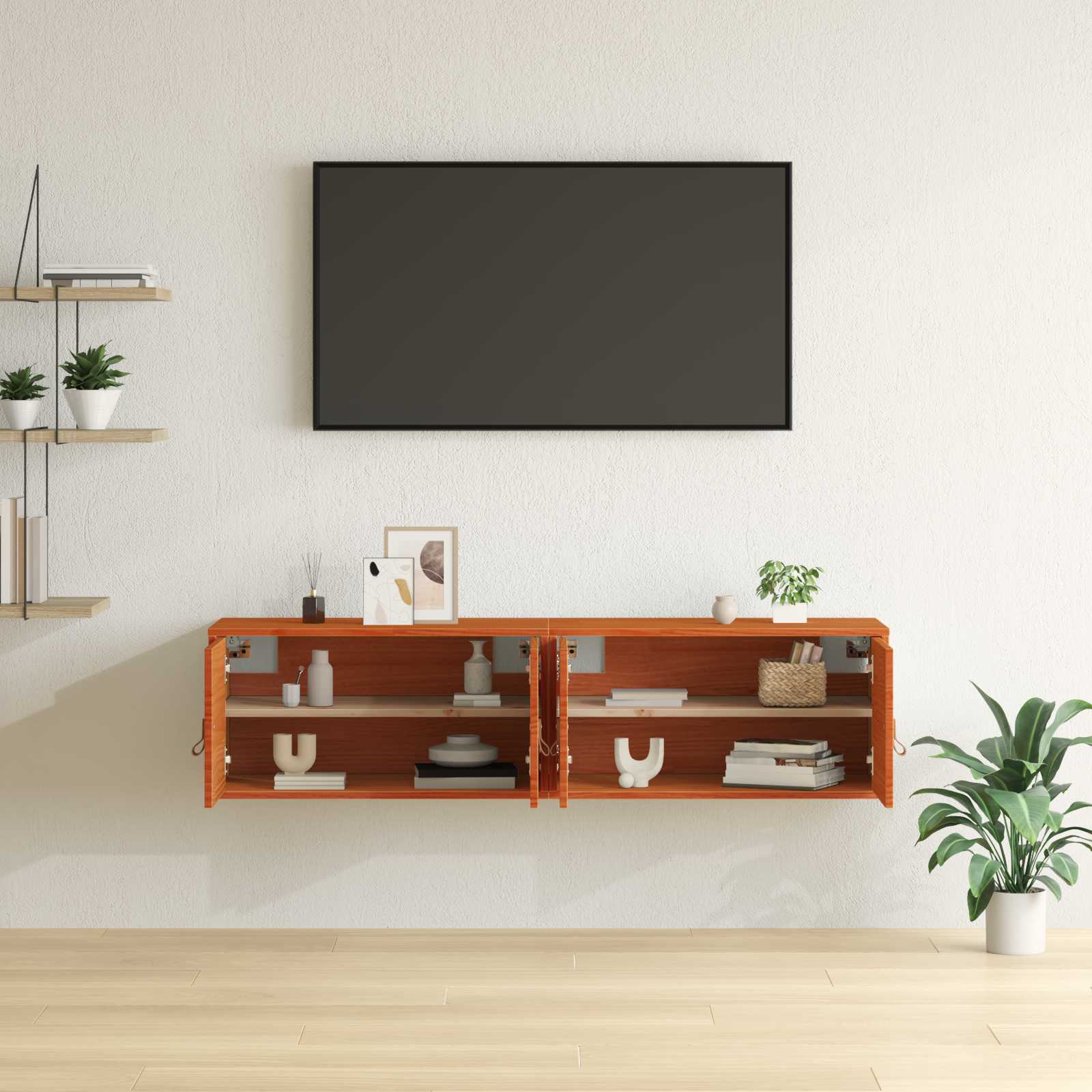 Meuble mural avec étagère 2 pcs Cire marron 60 x 30 x 30 cm - XIOS