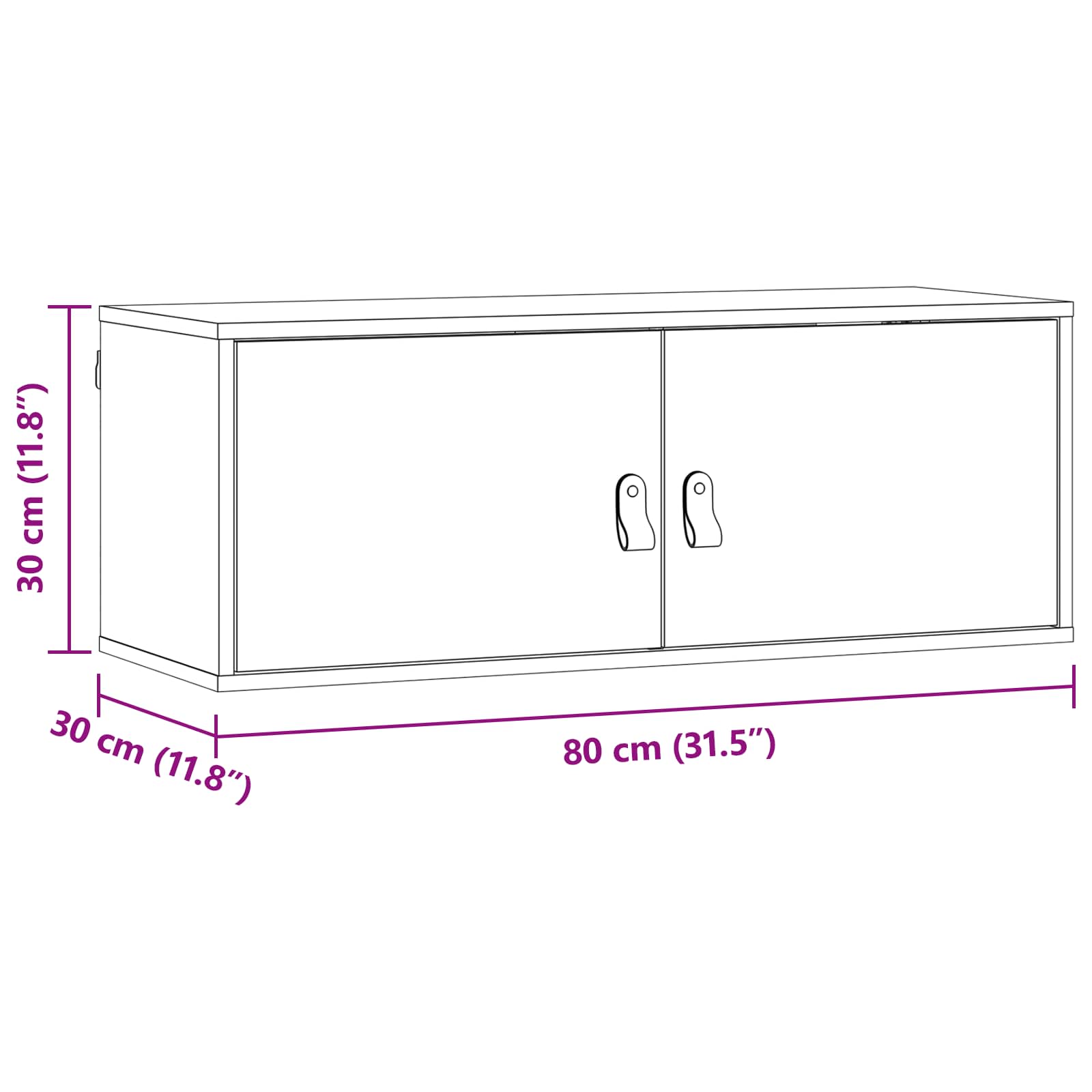 Meuble mural Cire marron 80 x 30 x 30 cm Bois de pin massif - XIOS