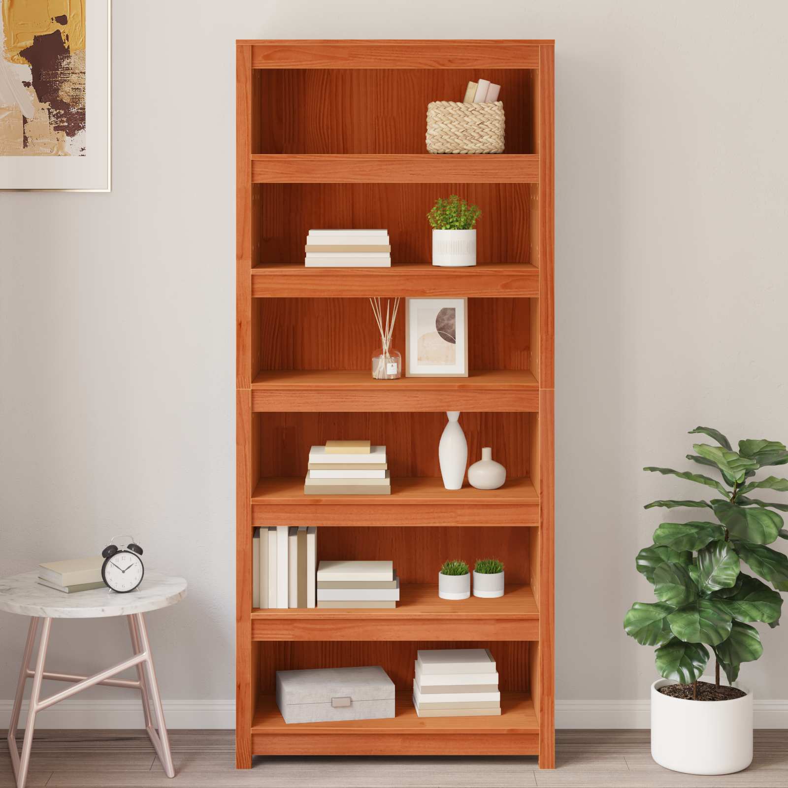 Bibliothèque Cire marron 80 x 35 x 183 cm Bois de pin massif - XIOS