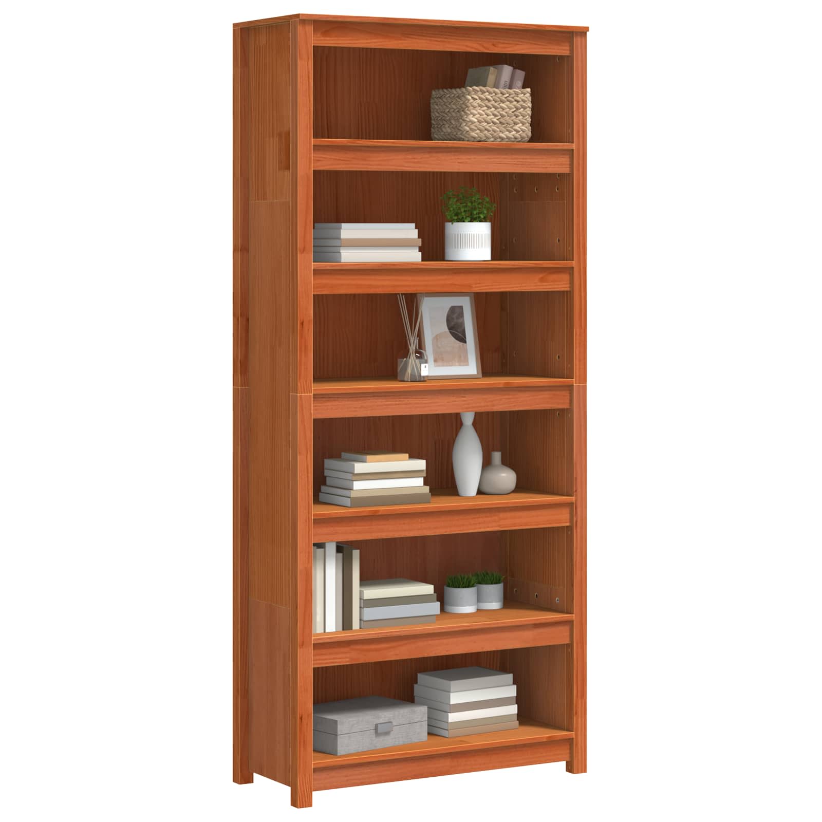Bibliothèque Cire marron 80 x 35 x 183 cm Bois de pin massif - XIOS