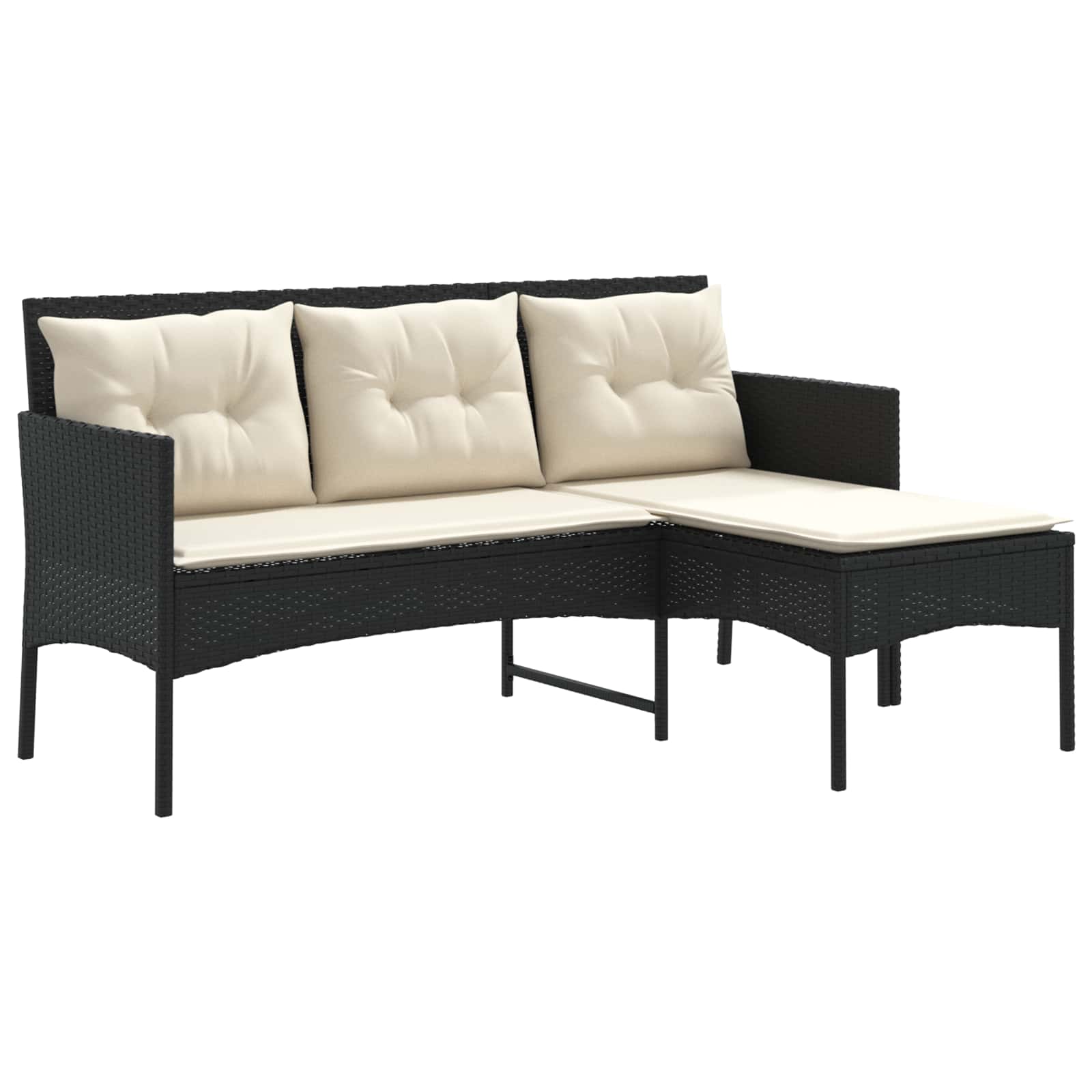 Ensemble de canapé de jardin 2 pcs Noir et Crème polyrotin - XIOS