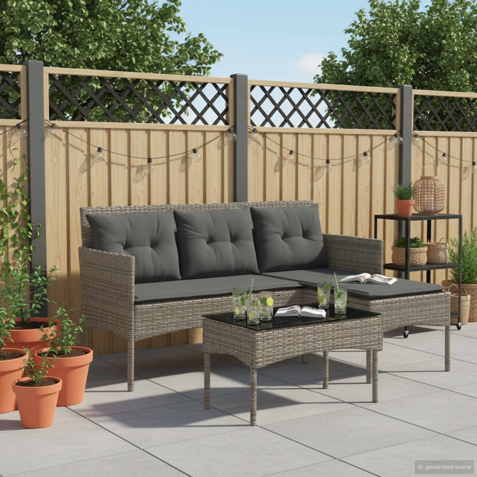 Ensemble de canapé de jardin avec coussin 2 pcs polyrotin - XIOS