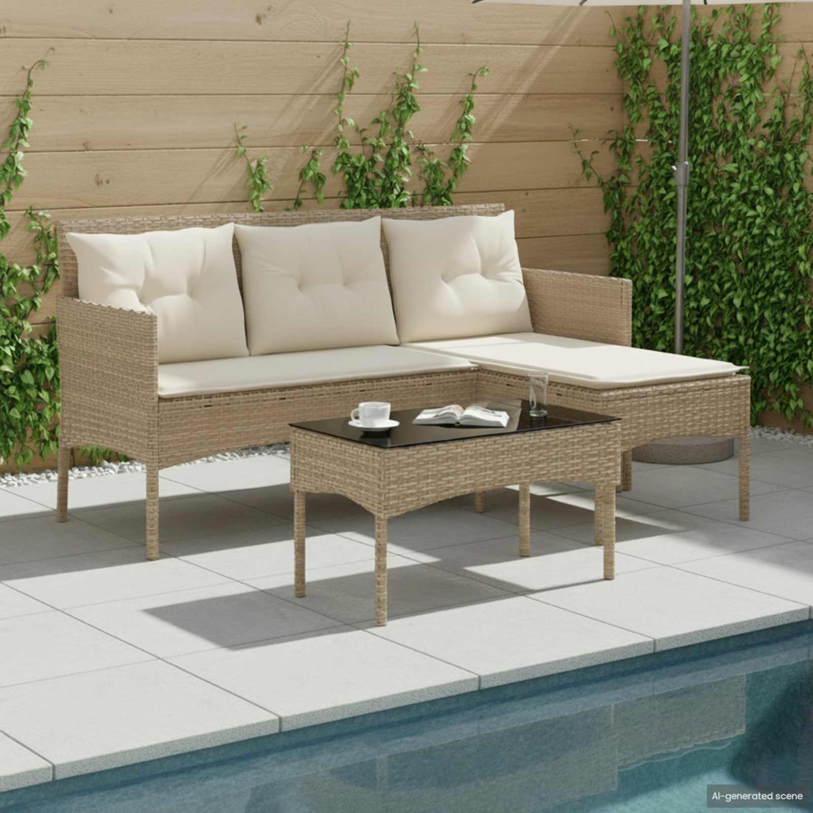 Ensemble de canapé de jardin avec coussin 2 pcs polyrotin - XIOS