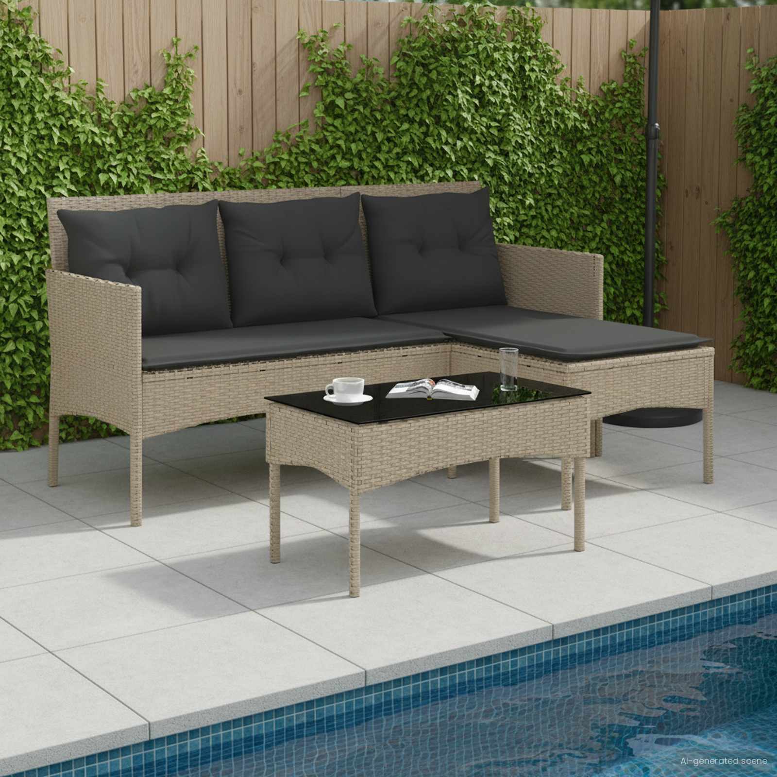 Ensemble de canapé de jardin avec coussin 2 pcs polyrotin - XIOS
