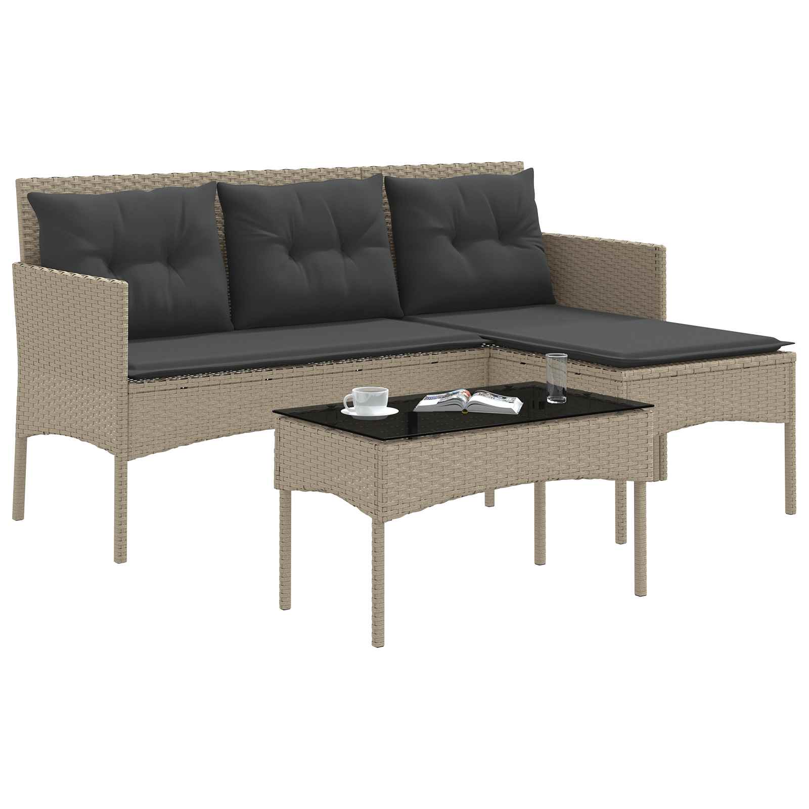 Ensemble de canapé de jardin avec coussin 2 pcs polyrotin - XIOS