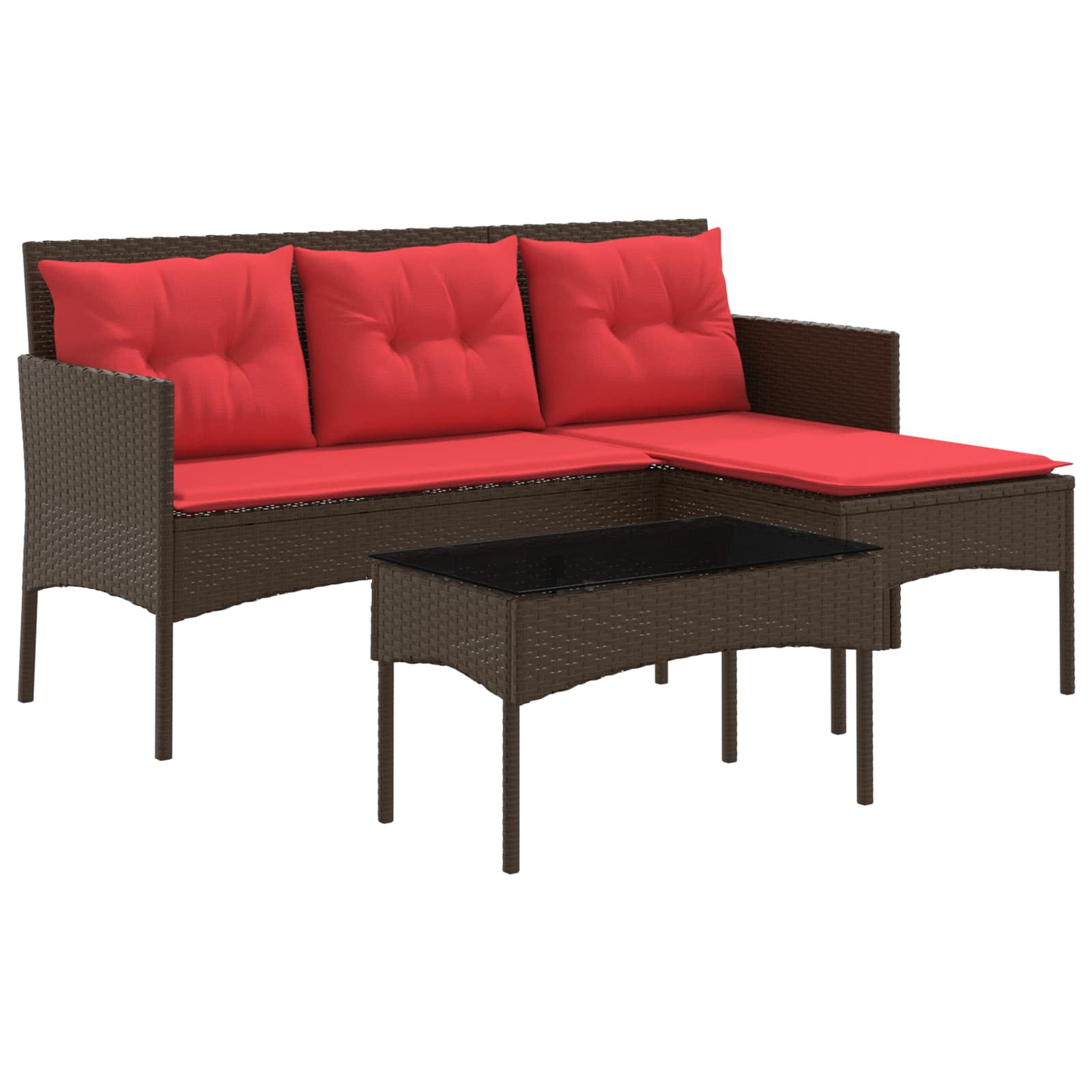 Ensemble de canapé de jardin 2 pcs Marron et rouge polyrotin - XIOS