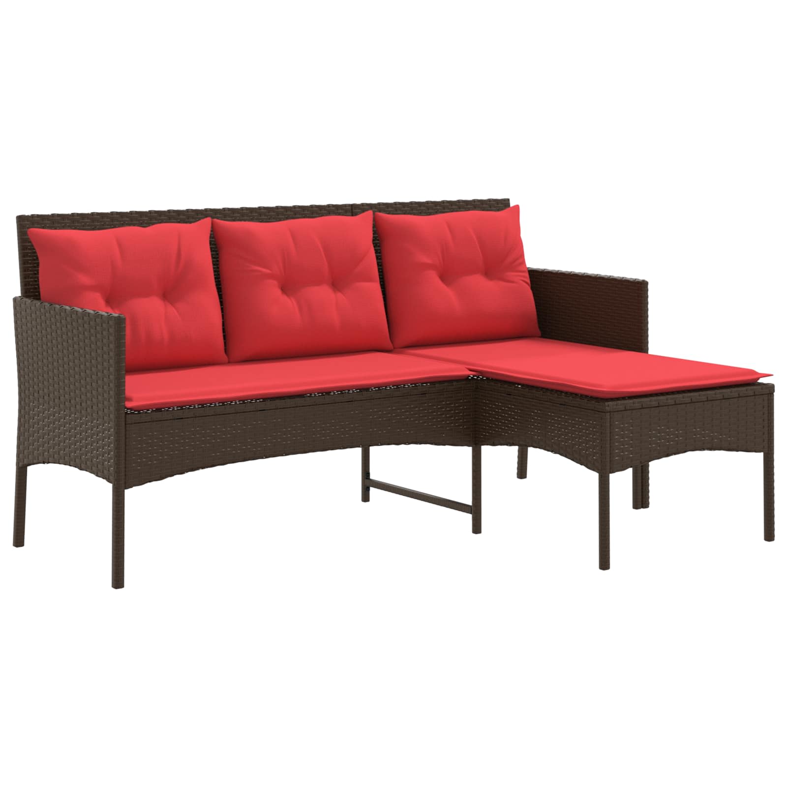 Ensemble de canapé de jardin 2 pcs Marron et rouge polyrotin - XIOS