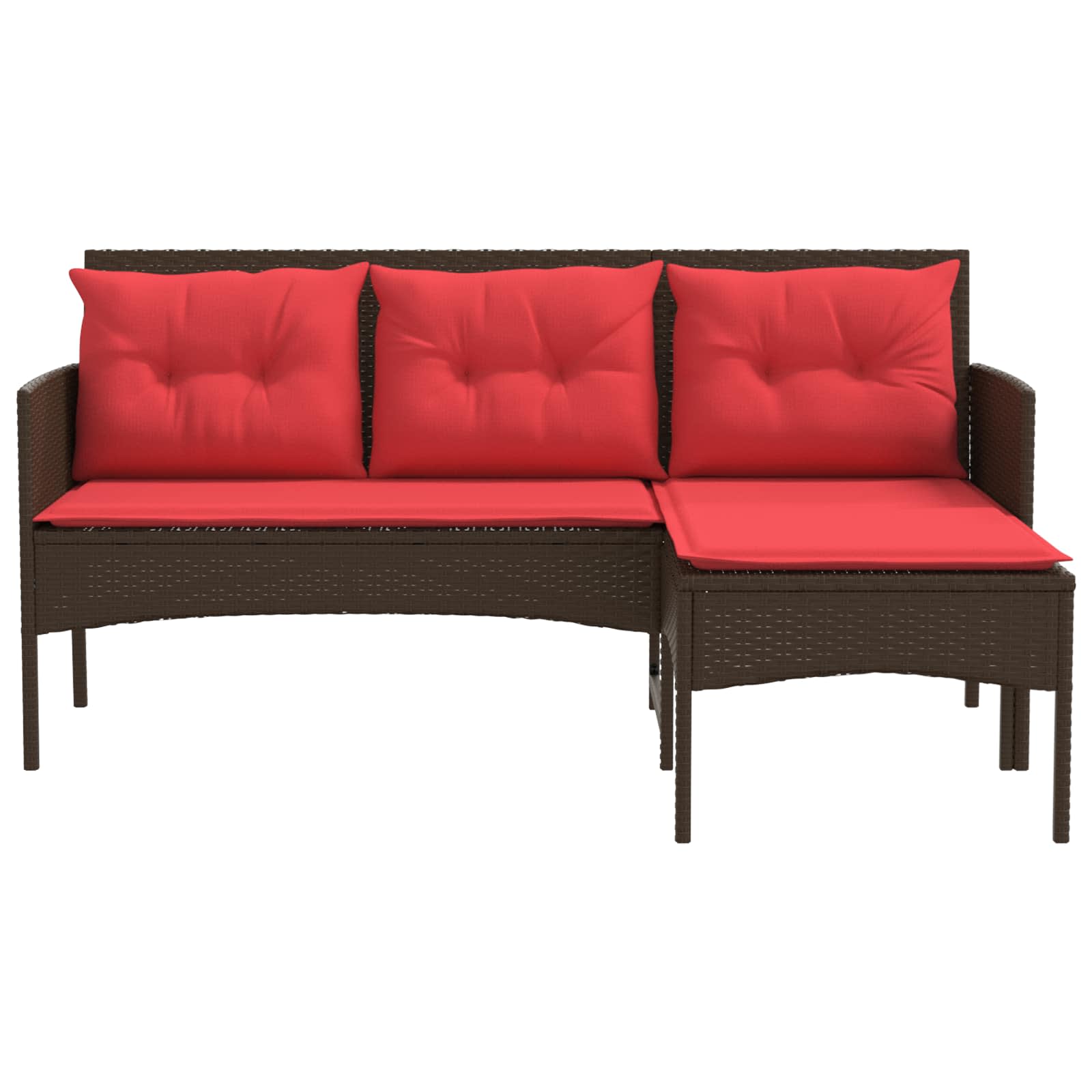 Ensemble de canapé de jardin 2 pcs Marron et rouge polyrotin - XIOS