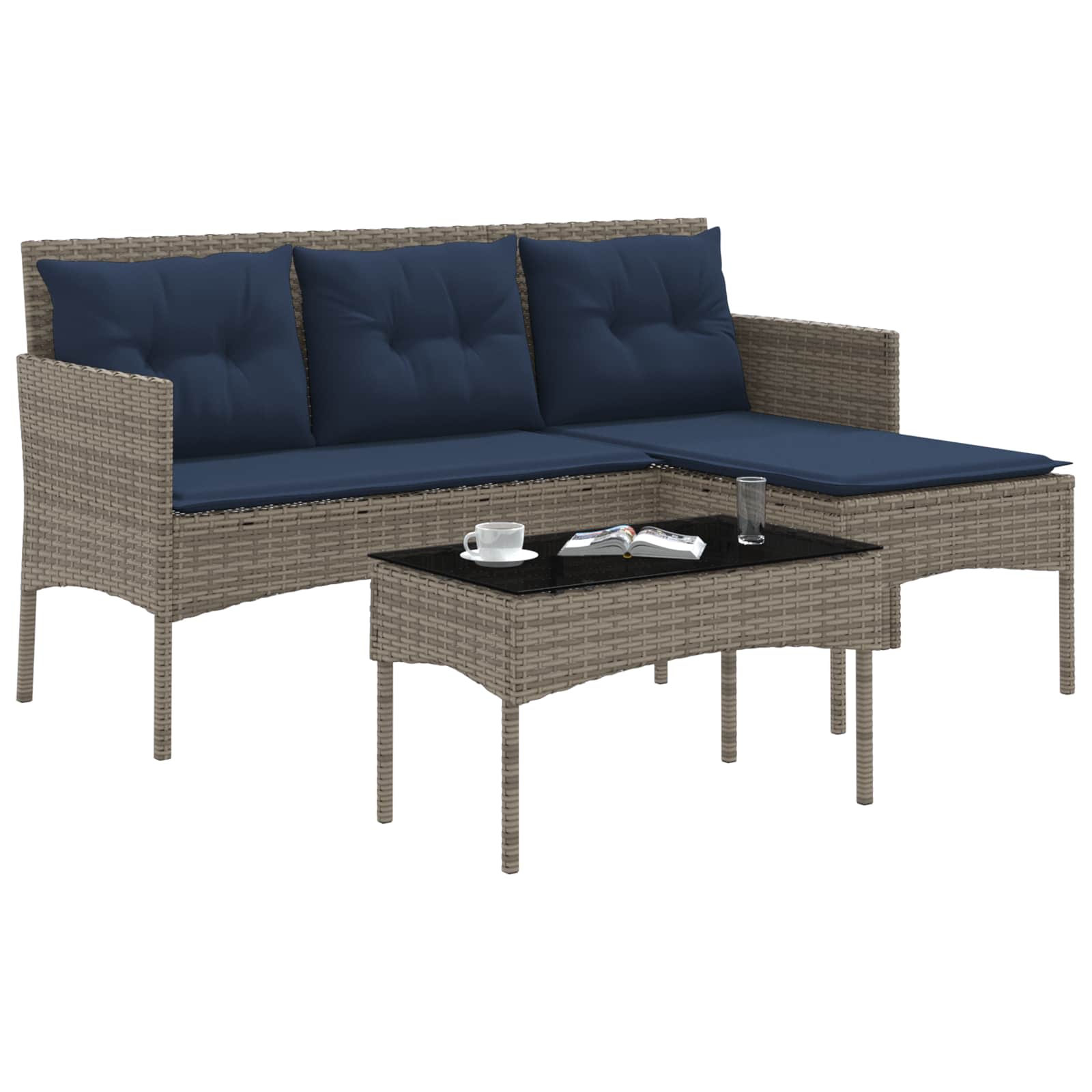 Ensemble de canapé de jardin 2 pcs Gris et bleu marine - XIOS