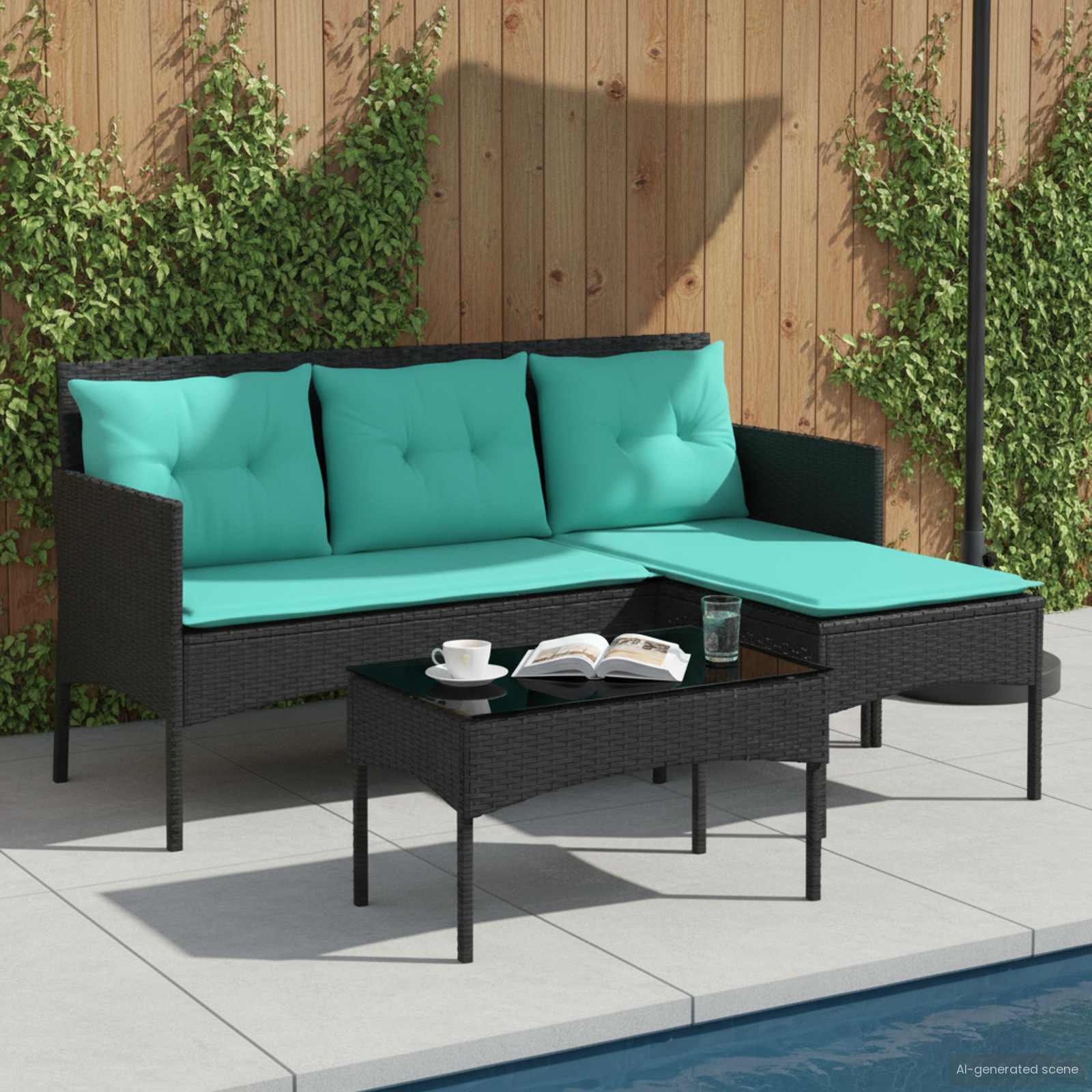 Ensemble de canapé de jardin avec coussin 2 pcs polyrotin - XIOS