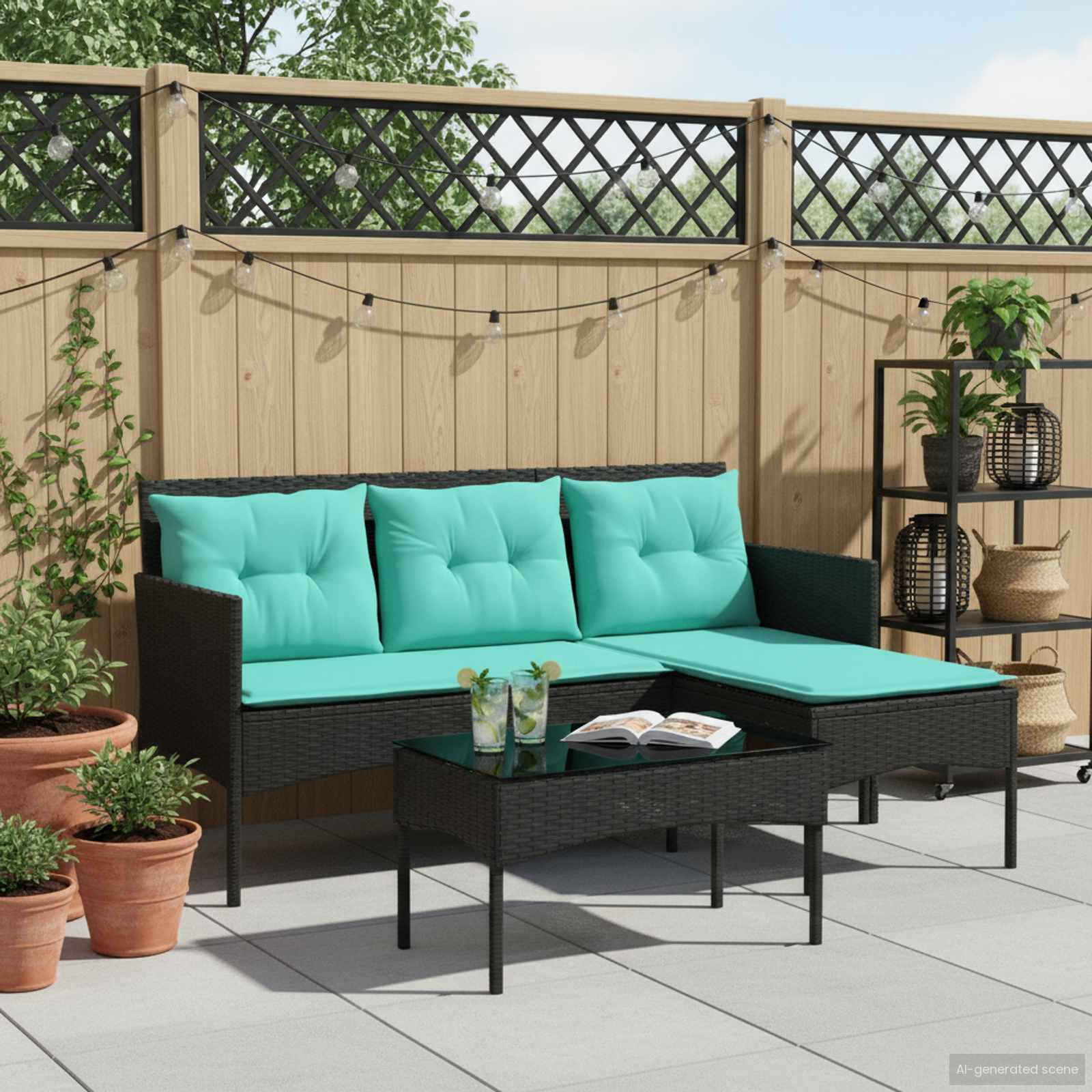 Ensemble de canapé de jardin avec coussin 2 pcs polyrotin - XIOS