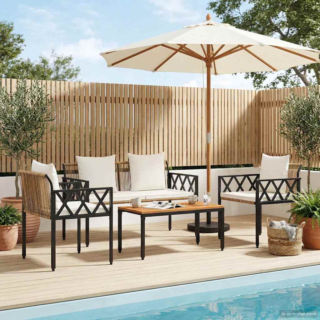 Ensemble de meubles d'extérieur 4 pcs Marron et crème blanche - XIOS