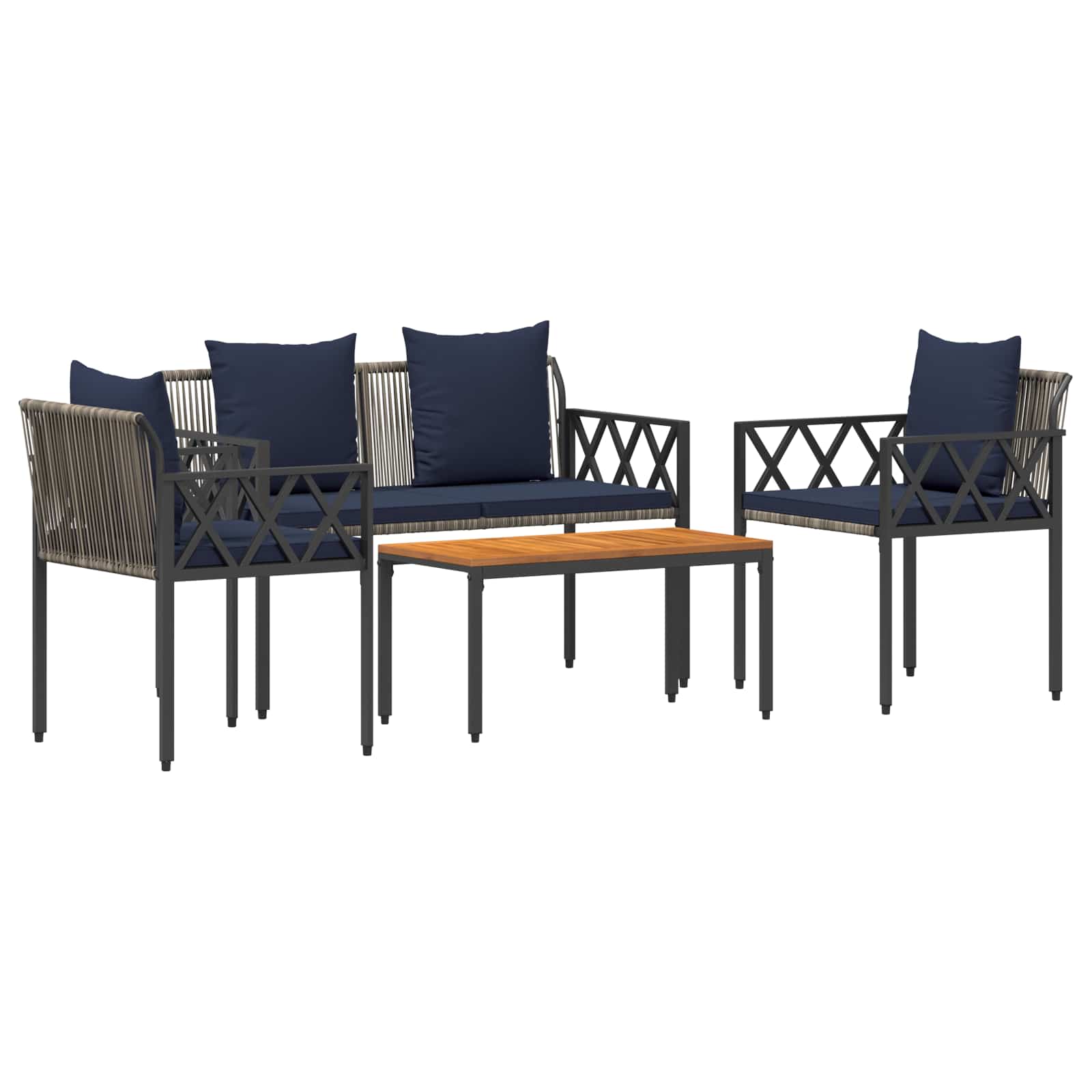 Ensemble de meubles d'extérieur 4 pcs Gris et bleu marine - XIOS