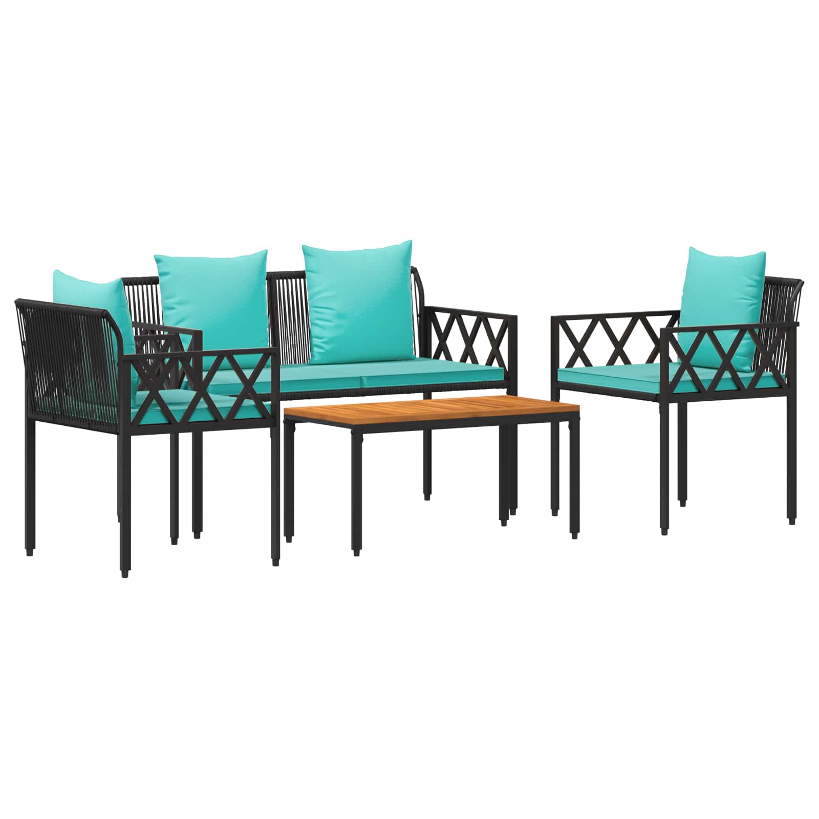 Ensemble de meubles d'extérieur 4 pcs Noir et turquoise - XIOS