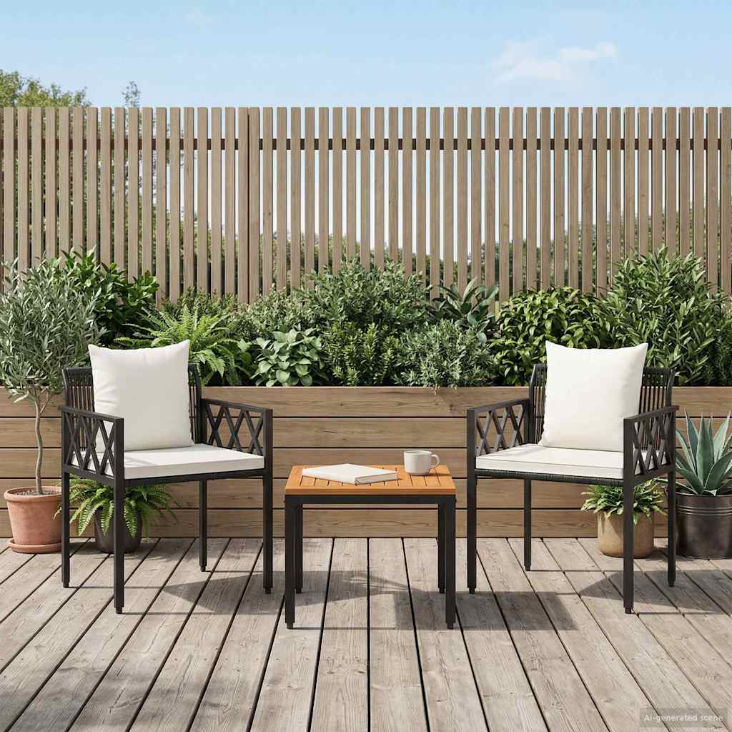 Ensemble de meubles d'extérieur 3 pcs Noir et blanc crème - XIOS