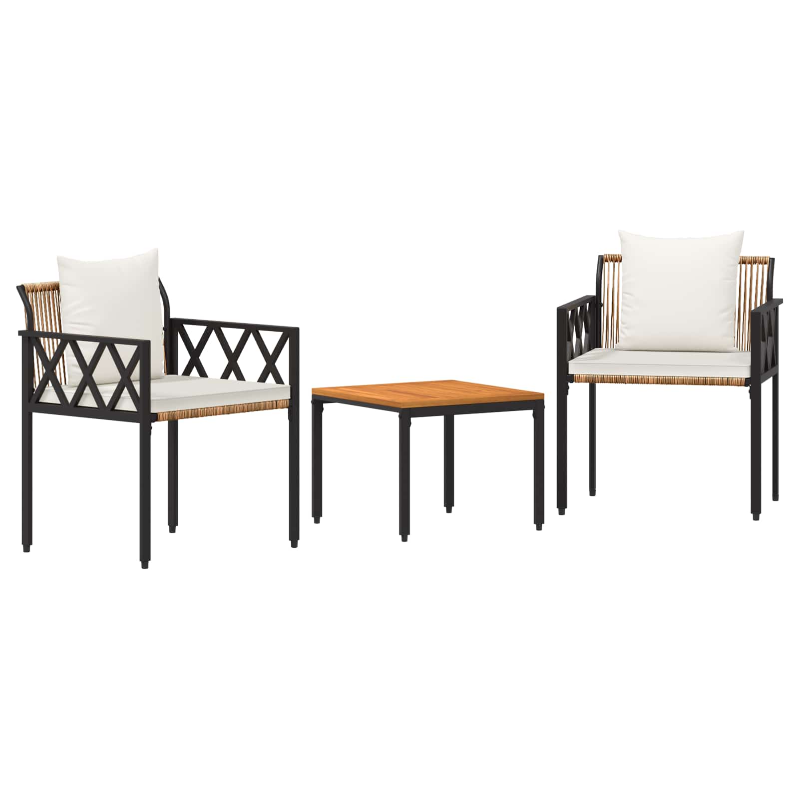 Ensemble de meubles d'extérieur 3 pcs Marron et crème blanche - XIOS