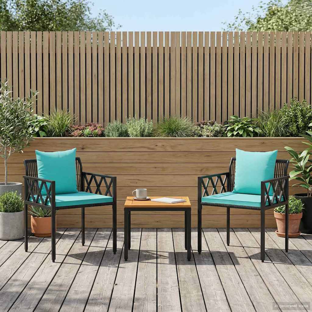 Ensemble de meubles d'extérieur 3 pcs Noir et turquoise - XIOS