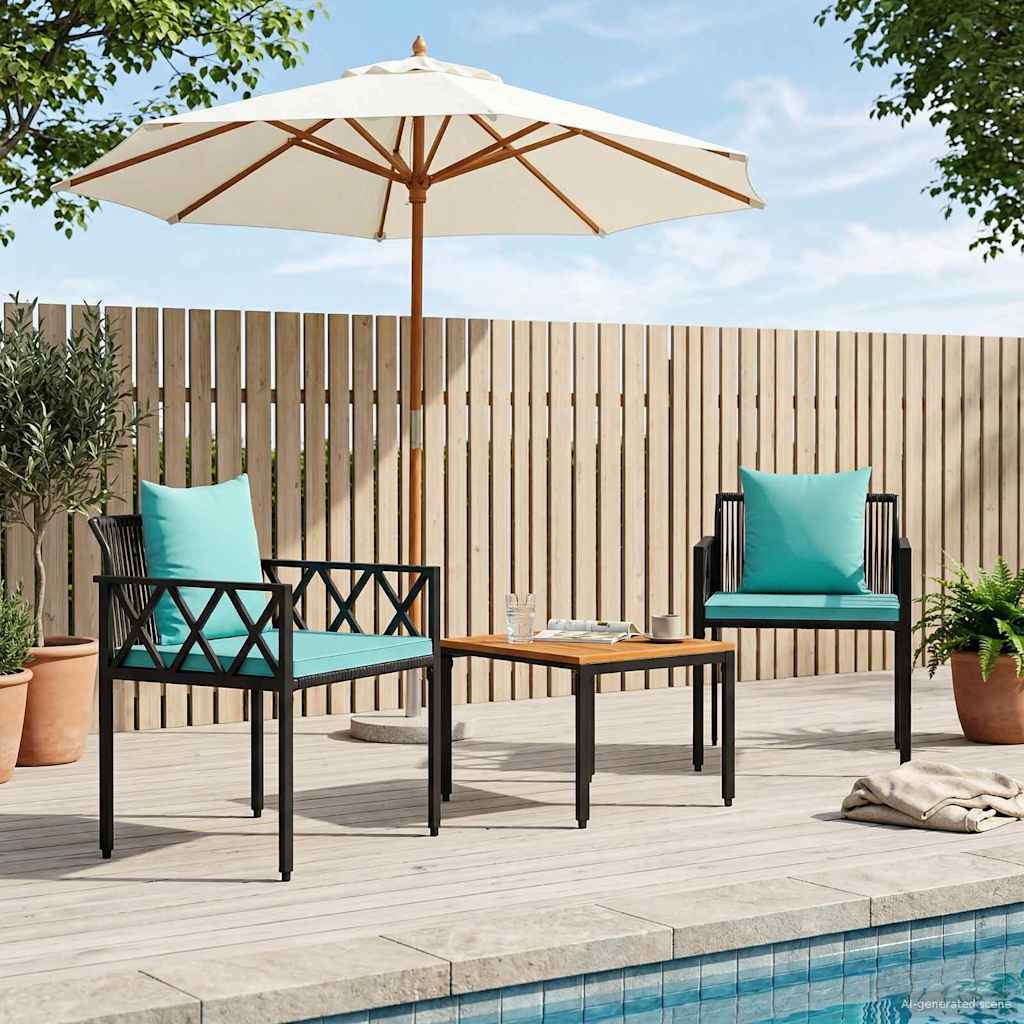 Ensemble de meubles d'extérieur 3 pcs Noir et turquoise - XIOS