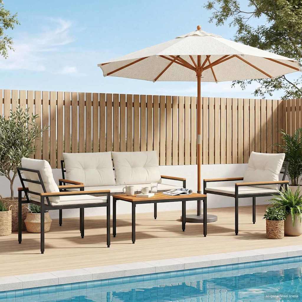 Ensemble de meubles d'extérieur 4 pcs Crème blanc polyrotin