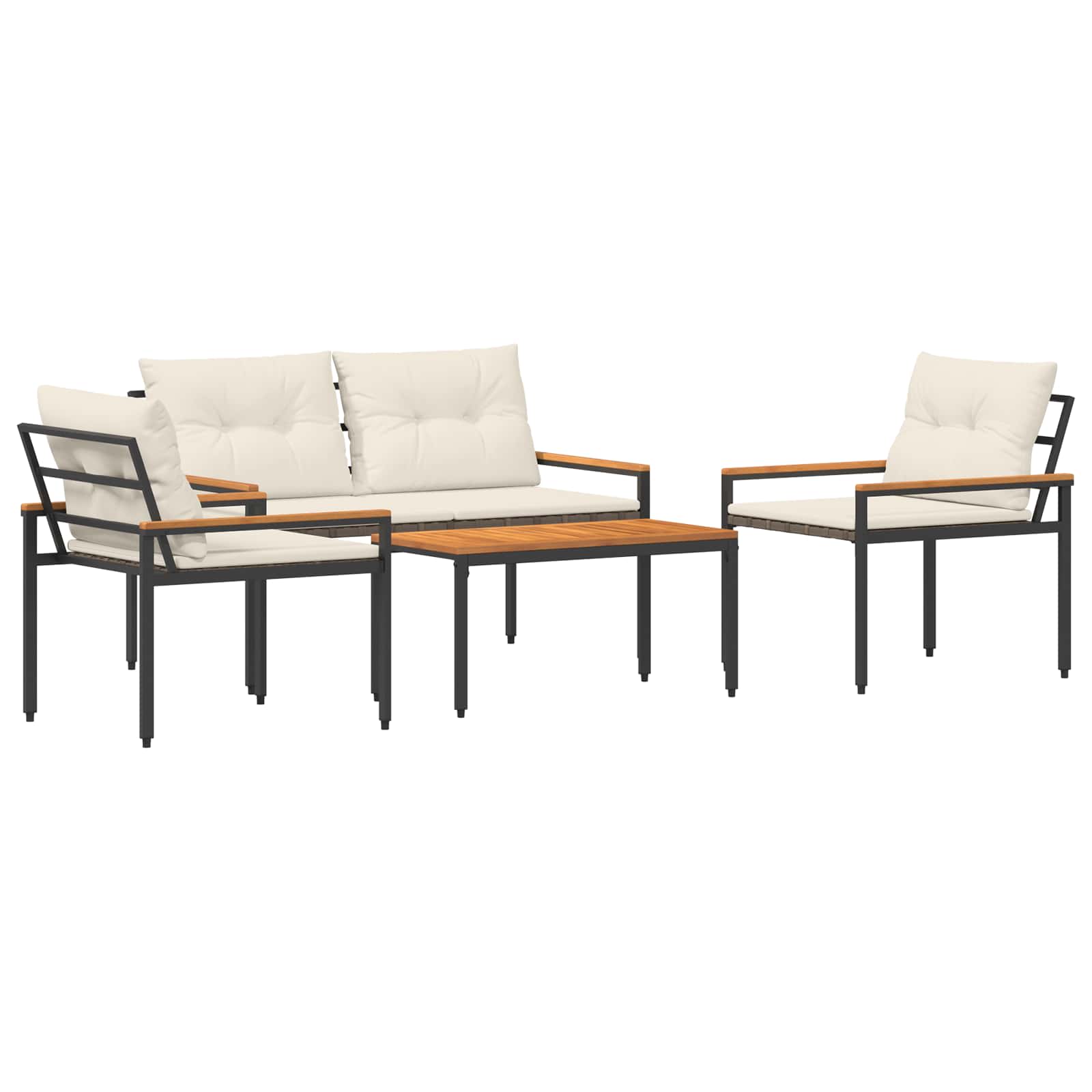 Ensemble de meubles d'extérieur 4 pcs Crème blanc polyrotin