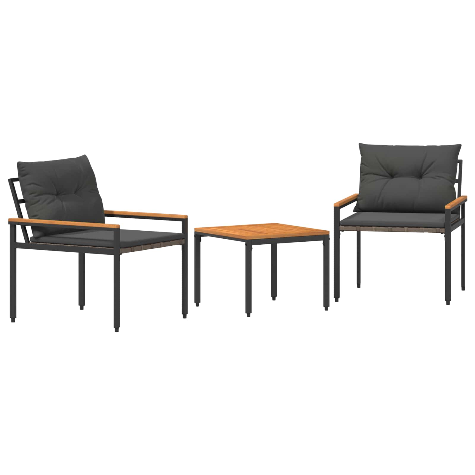 Ensemble de meubles d'extérieur 3 pcs Gris foncé polyrotin