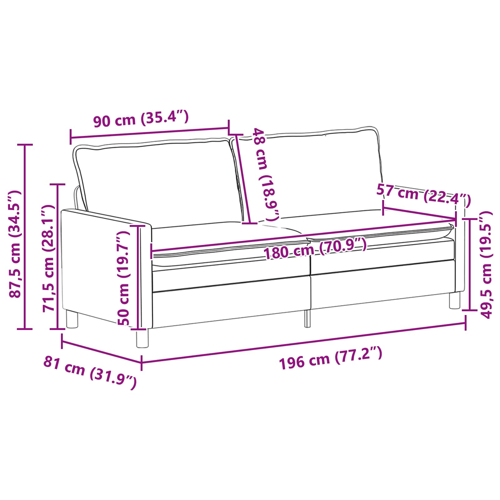 Ensemble de Canapés 2 pc Gris foncé Tissu