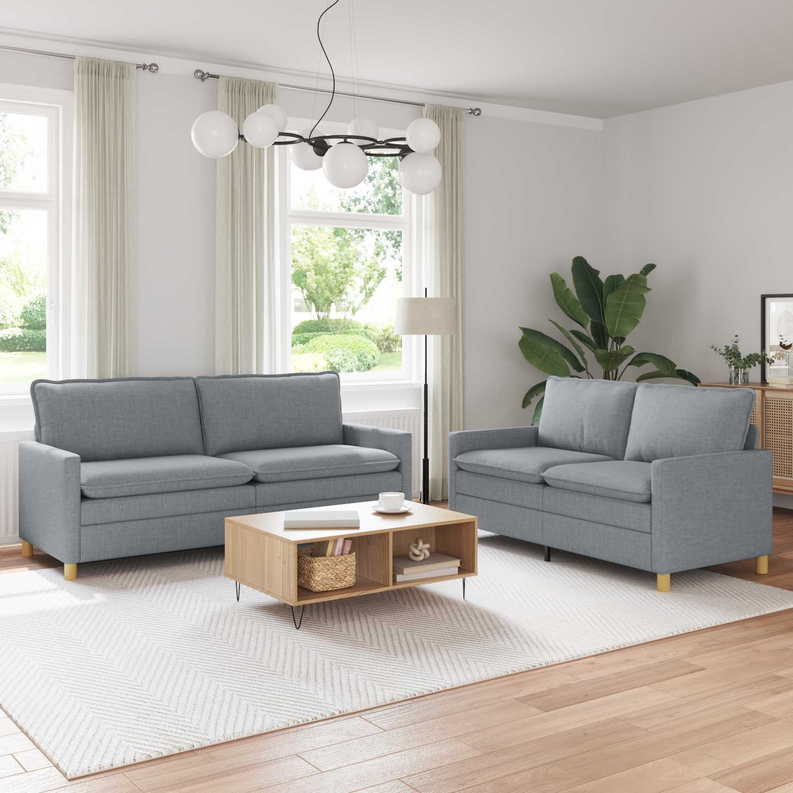 Ensemble de Canapés 2 pc Gris clair Tissu